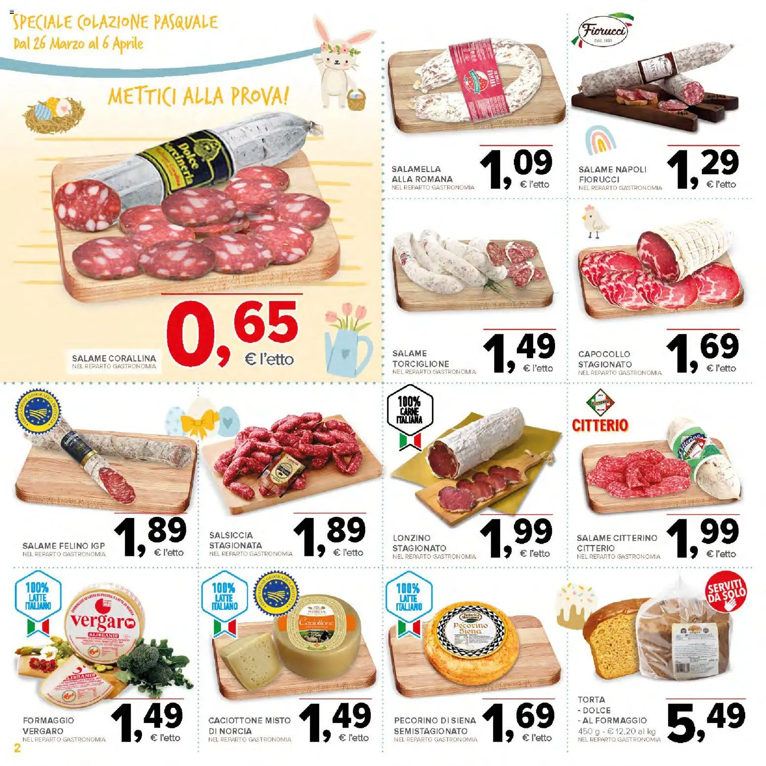 Volantino Todis del 26.03.2026 | Pagina: 2 | Prodotti: Salame, Salsiccia, Vino, Torta