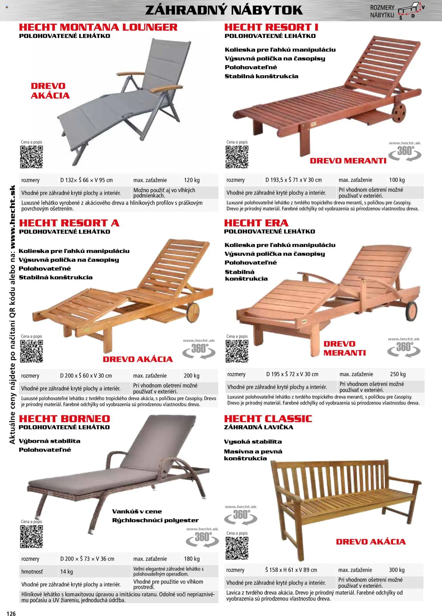 Nové Hecht akcie – leták je platný od 30.10.2025 | Strana: 126 | Produkty: Nábytok, Vankúš, Lavička, Záhradná lavička