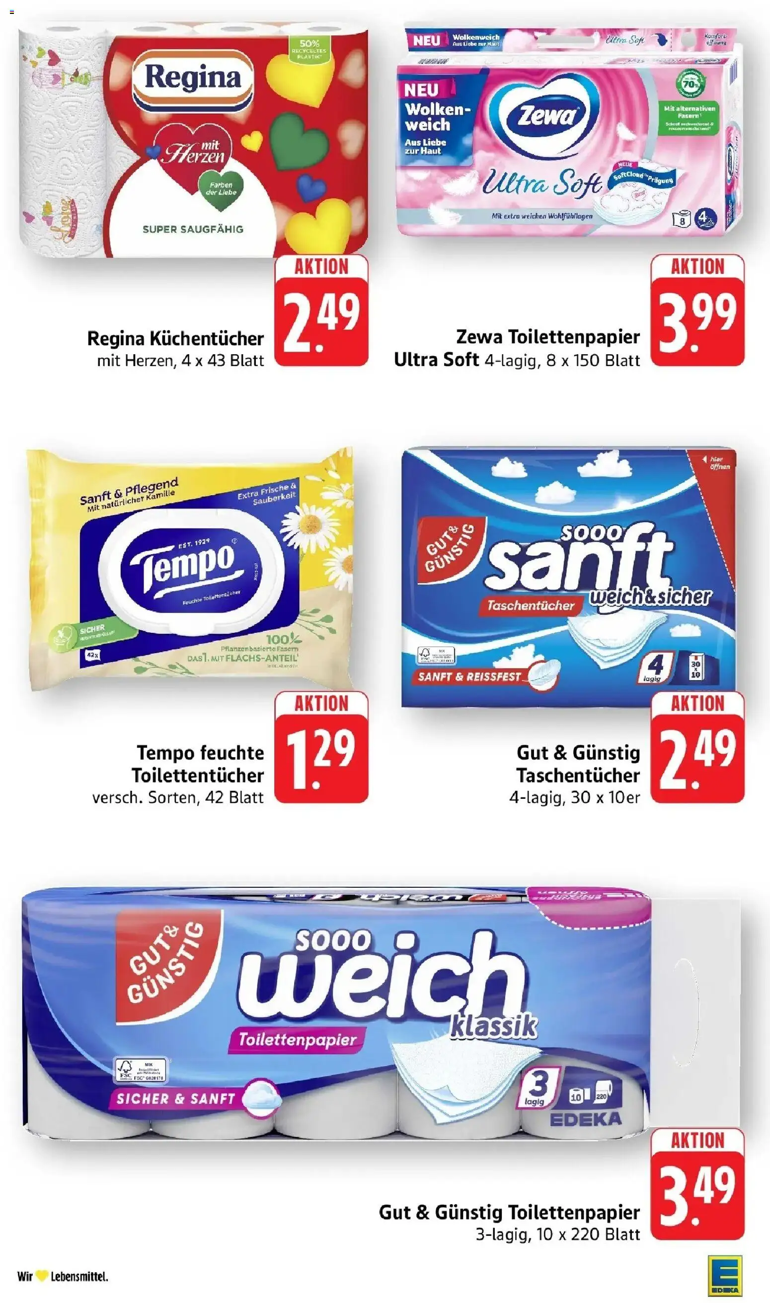 Edeka prospekt Steinfeld	 – gültig ab 12.04.2026 | Seite: 42 | Produkte: Zewa, Tempo, Toilettenpapier