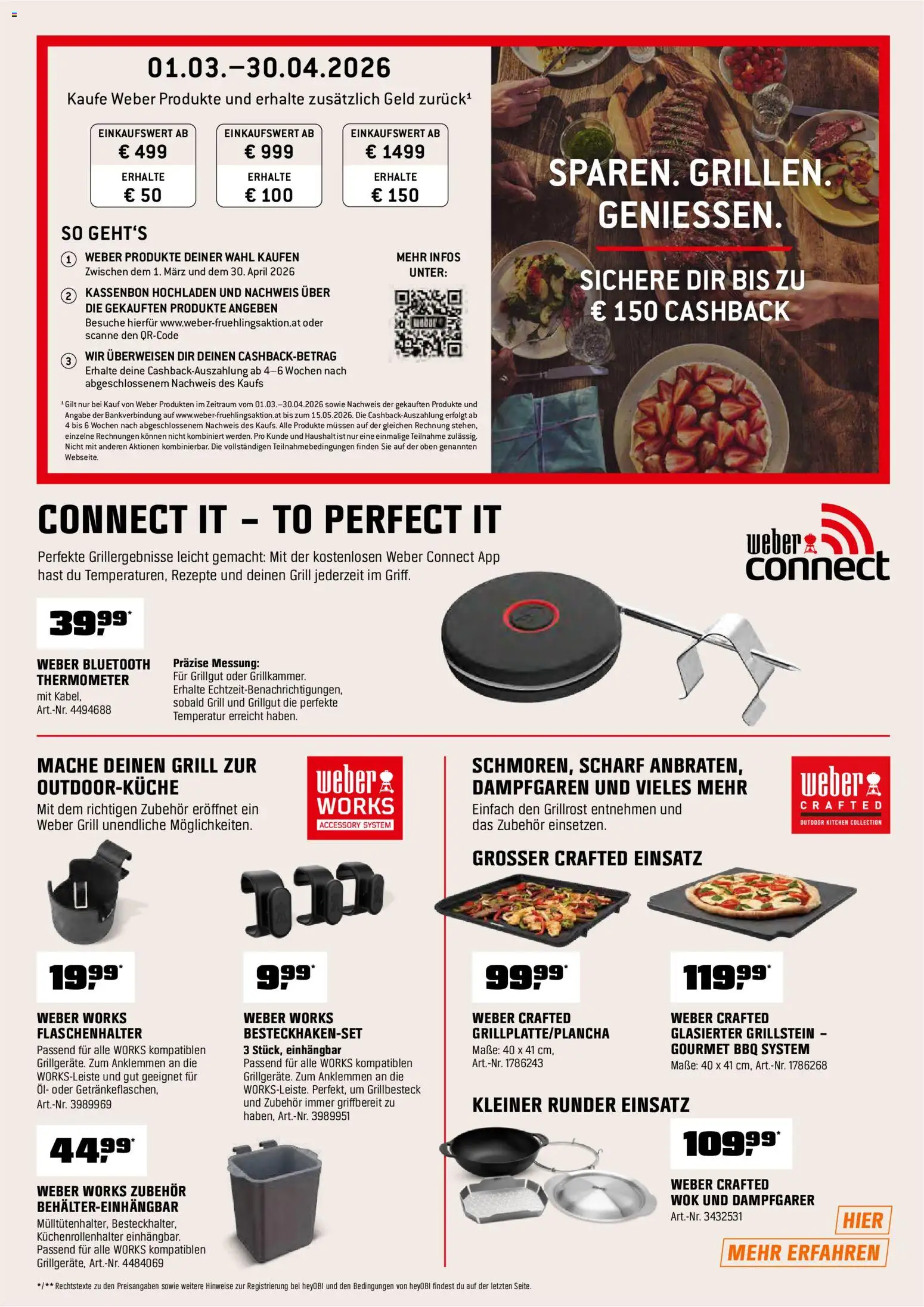 OBI Flugblatt gültig ab 01.03.2026 | Seite: 13 | Produkte: Kabel, Grill, Thermometer, Öl