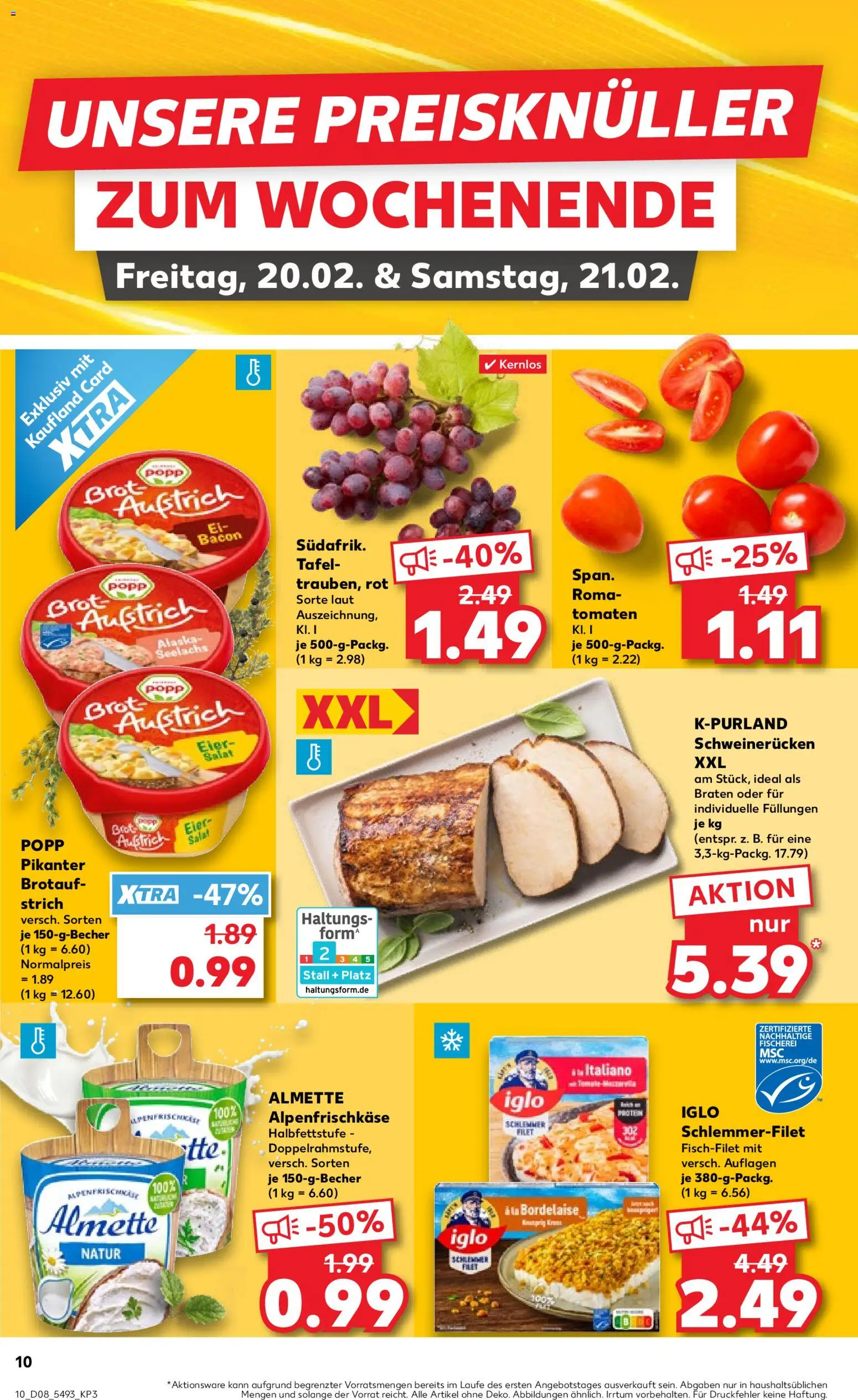 Kaufland prospekt Speyer	 – gültig ab 19.02.2026 | Seite: 10 | Produkte: Eier, Iglo, Schweinerucken, Salat