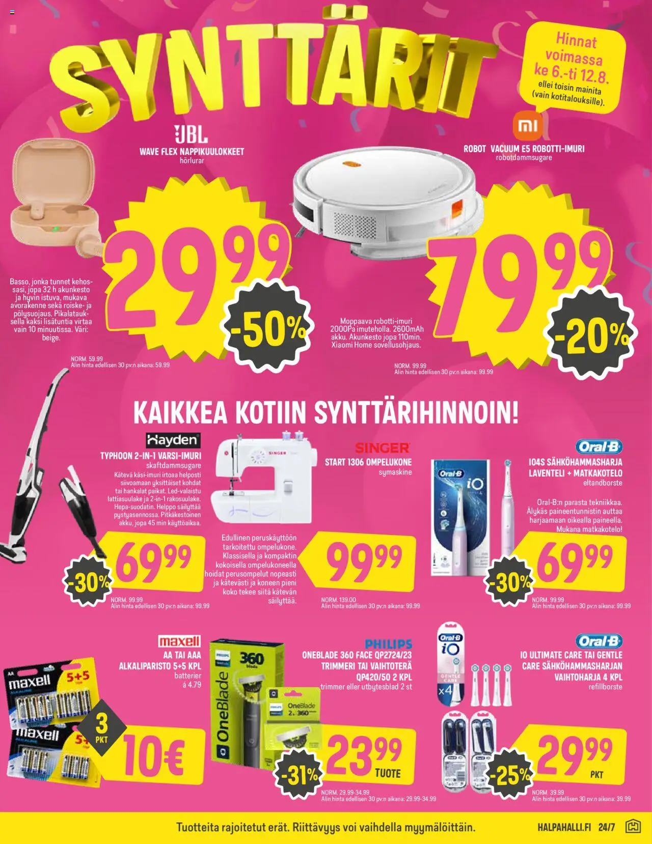  | Sivu: 7 | Tuotteet: Ompelukone, Sähköhammasharja, Voi, Trimmeri