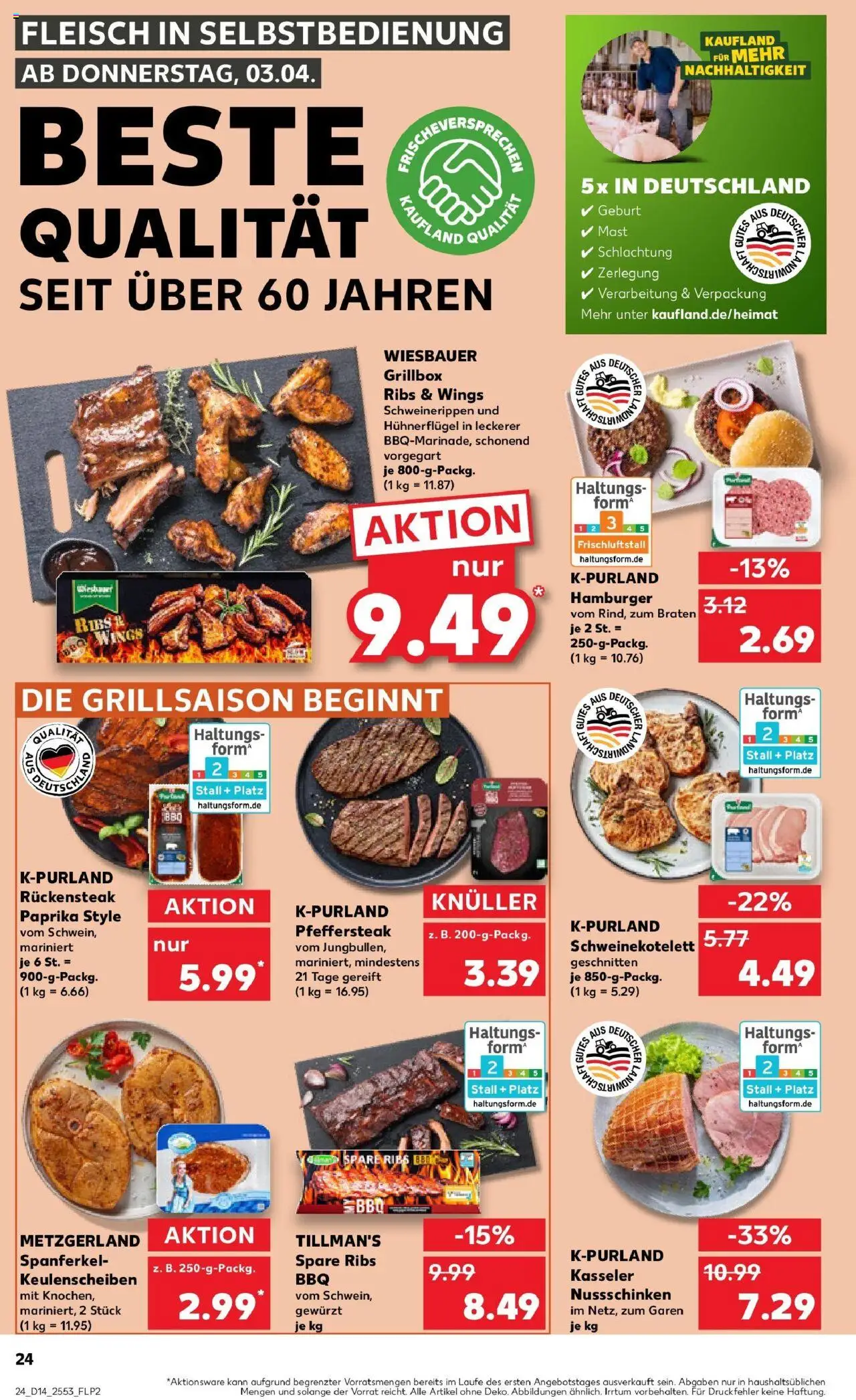 Kaufland - Dreieich-Sprendlingen, Robert-Bosch-Straße 15 - gültig ab dem 03.04.2025 | Seite: 24 | Produkte: Spare ribs, Paprika, Fleisch