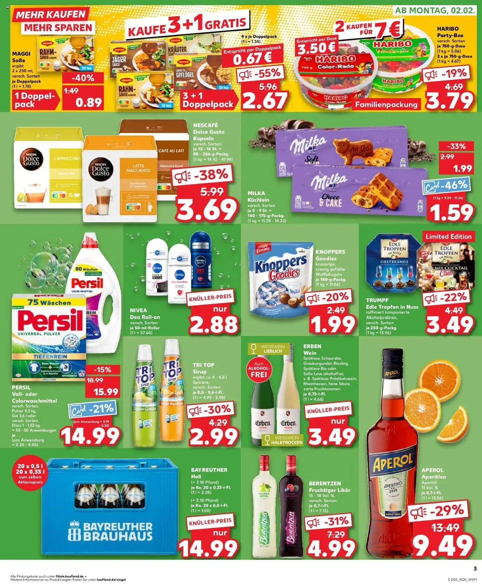 Kaufland prospekt Krumbach (Schwaben)	 – gültig ab 02.02.2026 | Seite: 3 | Produkte: Bayreuther hell, Haribo, Deodorant, Knoppers