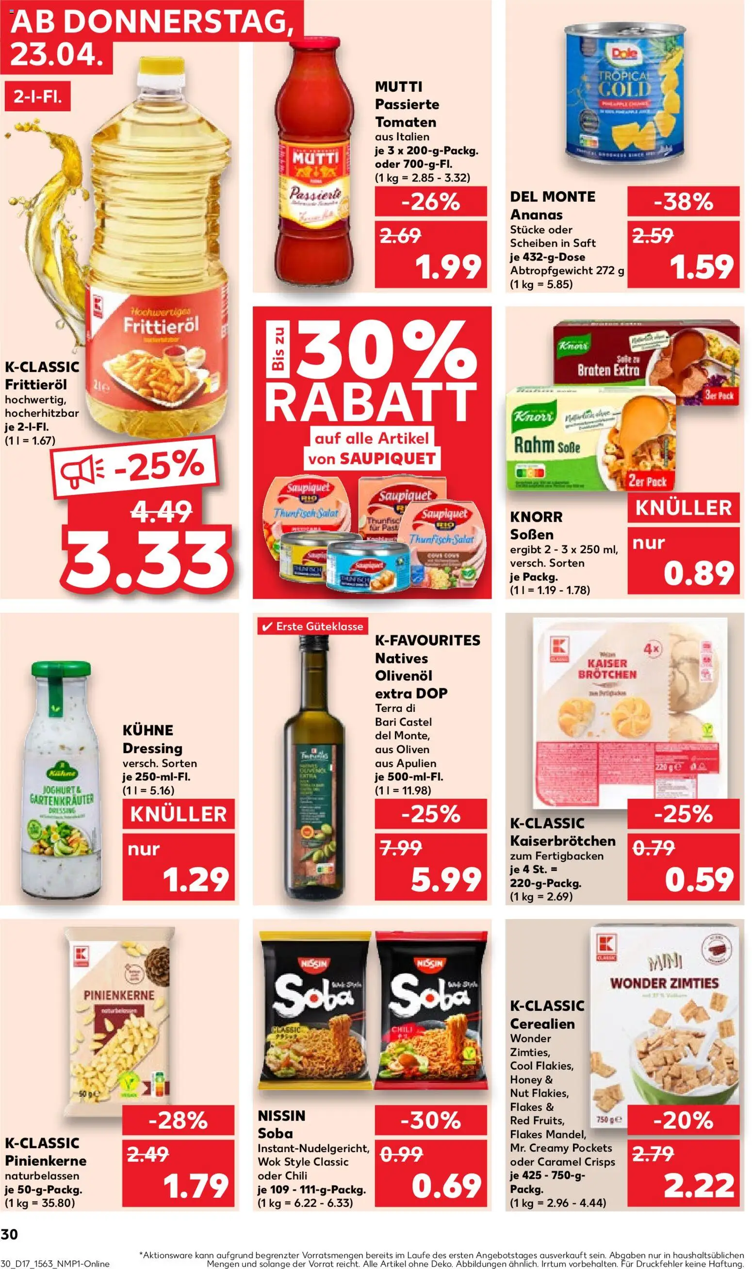 Kaufland Prospekt Hamburg	 – gültig ab 23.04.2026 | Seite: 30 | Produkte: Thunfisch, Soße, Chili, Wok