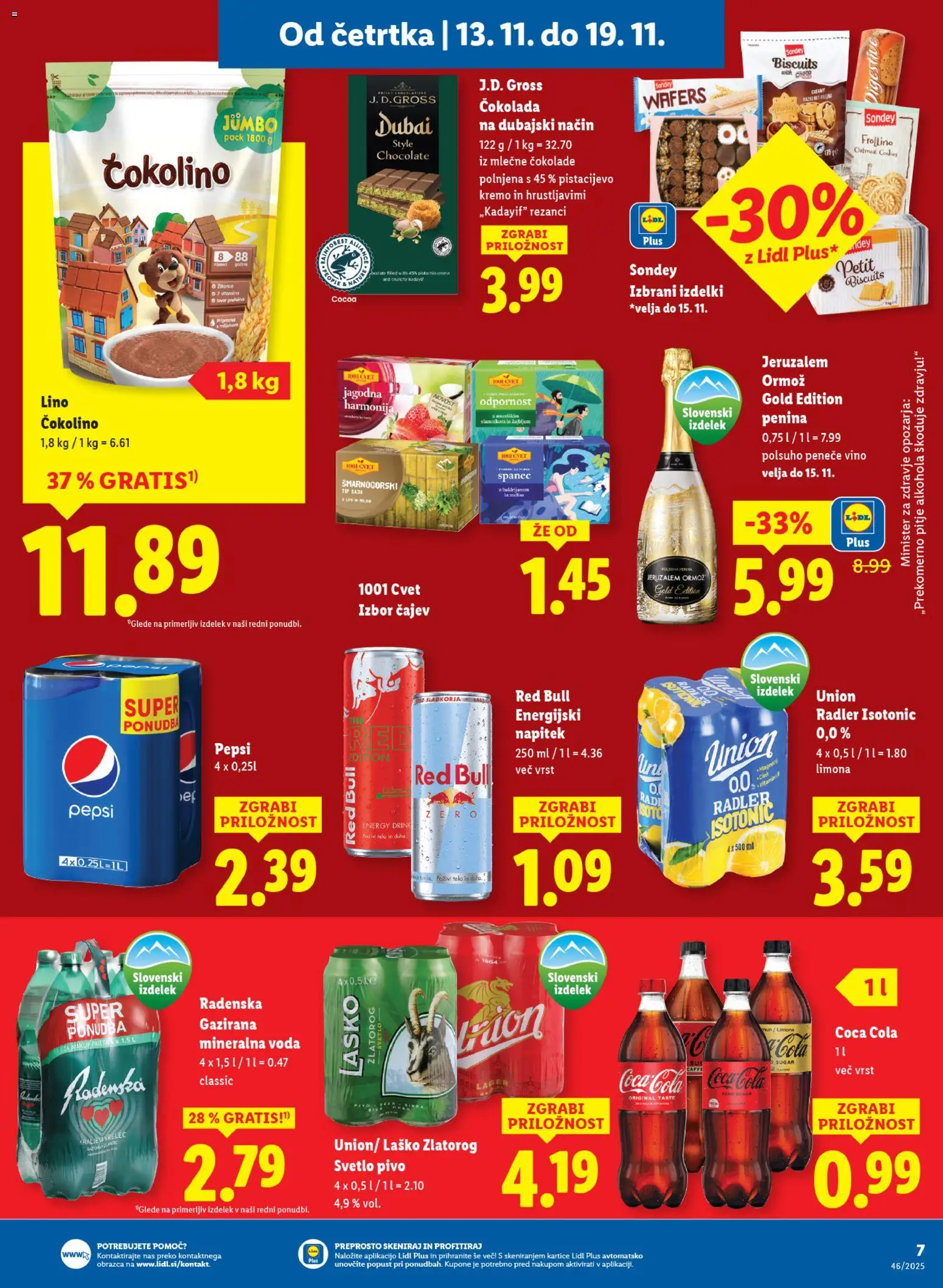 Novi Lidl katalog ponudbe – veljaven od 13.11.2025 | Stran: 7 | Izdelki: Rezanci, Penina, Mineralna voda, Vino
