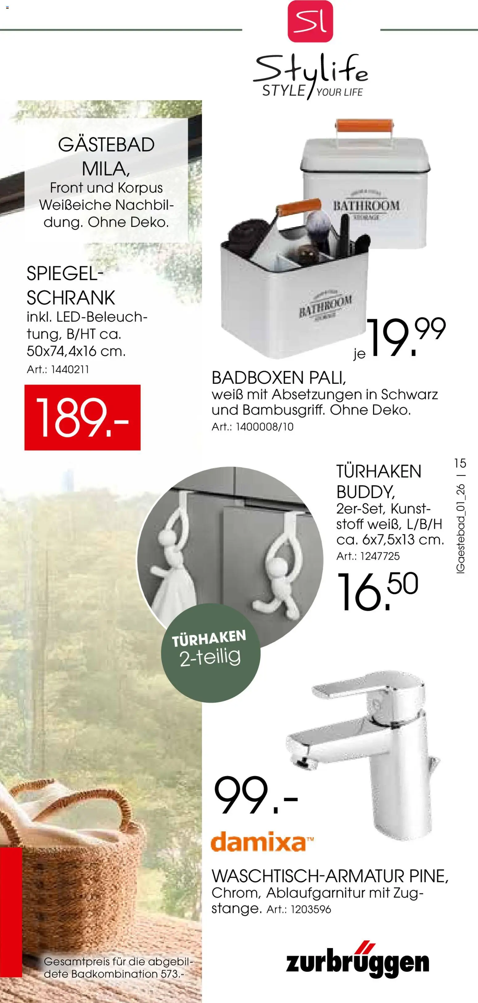 Zurbrüggen - Gästebad – gültig ab 18.02.2026 | Seite: 15 | Produkte: Schrank, Spiegel