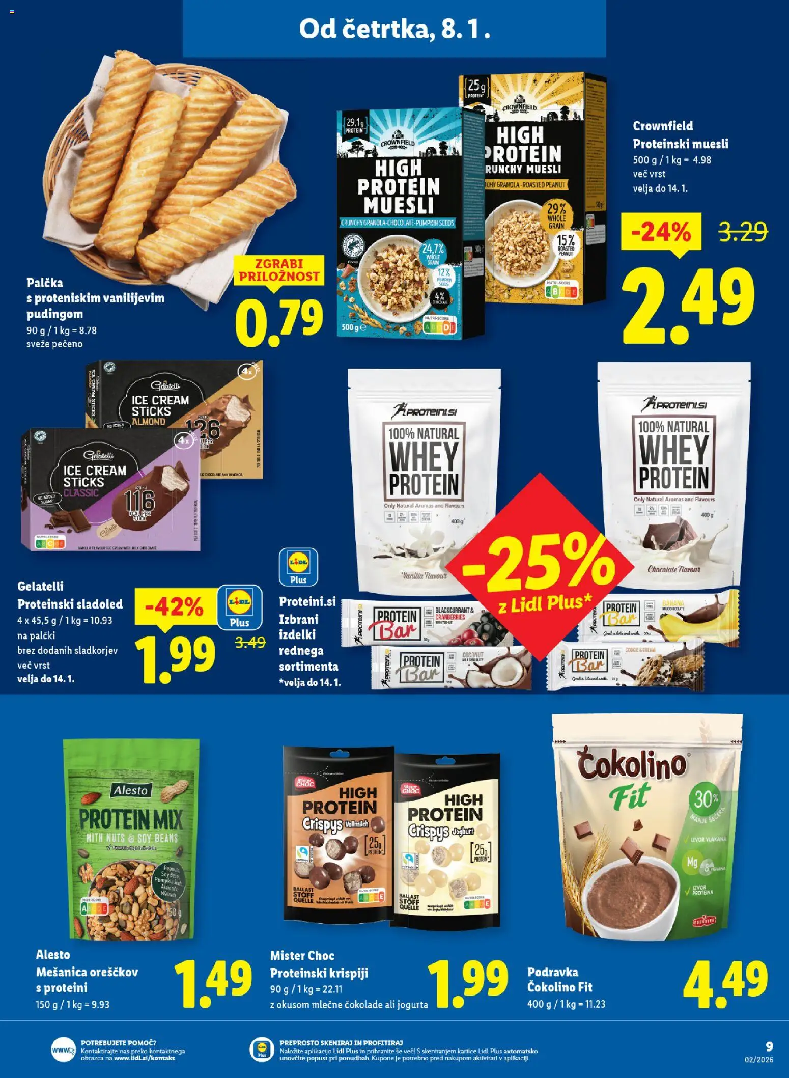 Novi Lidl katalog ponudbe – veljaven od 08.01.2026 | Stran: 9 | Izdelki: Muesli, Čokolino, Sladoled