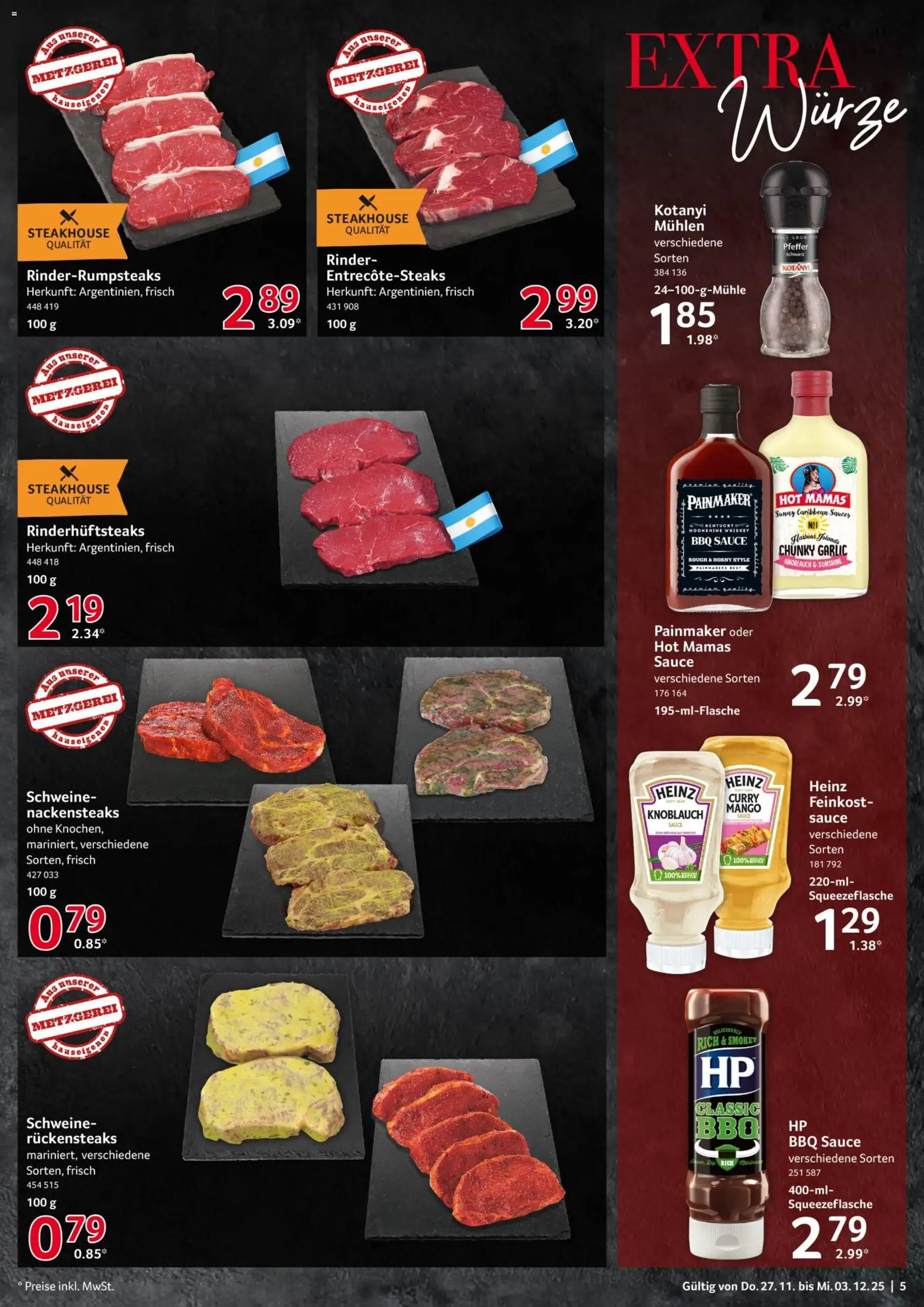 Selgros Prospekt 	 – gültig ab 27.11.2025 | Seite: 5 | Produkte: Nackensteaks, Pfeffer, Knoblauch, Whiskey