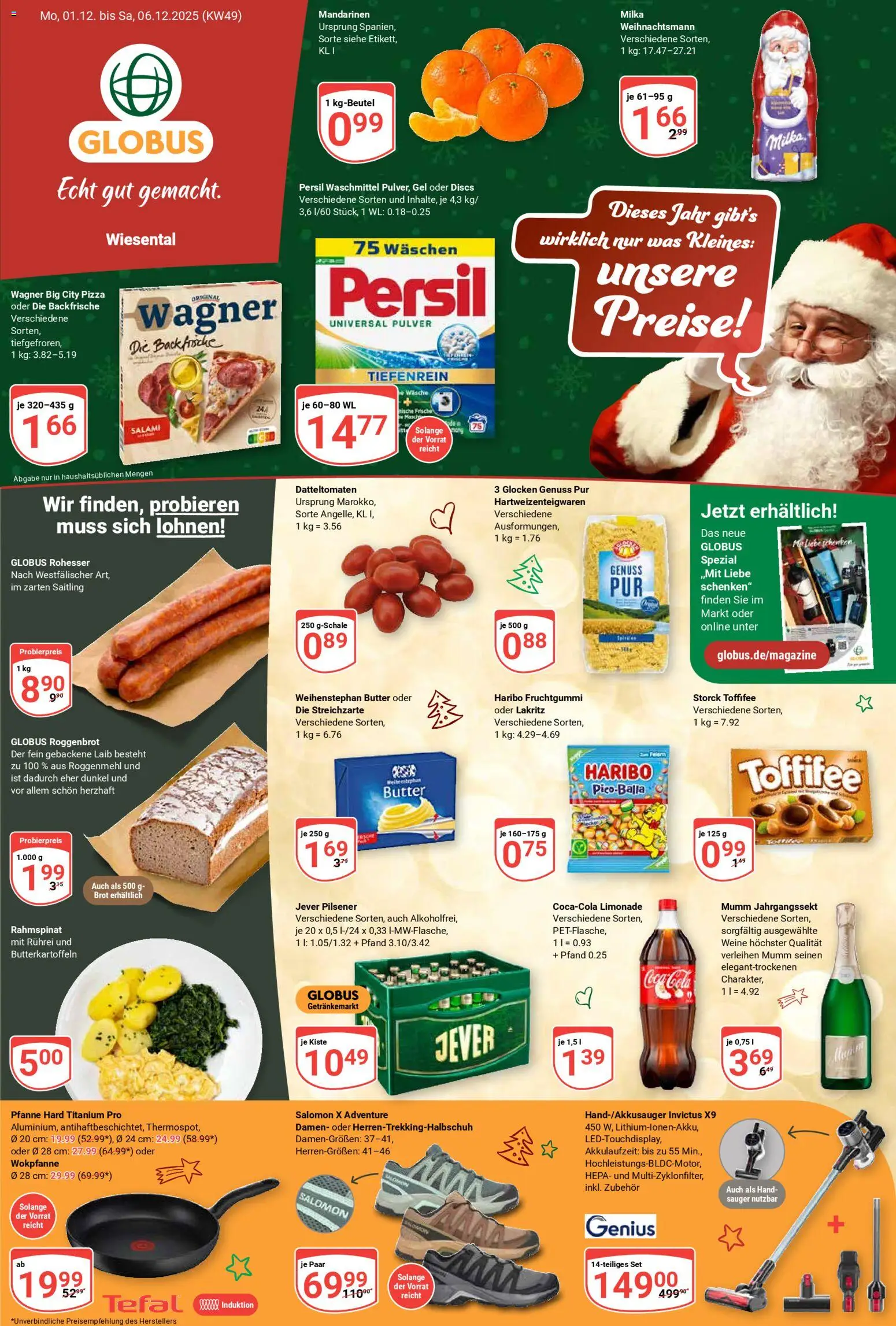 Globus prospekt Waghäusel-Wiesental	 – gültig ab 01.12.2025 | Seite: 3 | Produkte: Coca cola, Cola, Weihenstephan butter, Persil