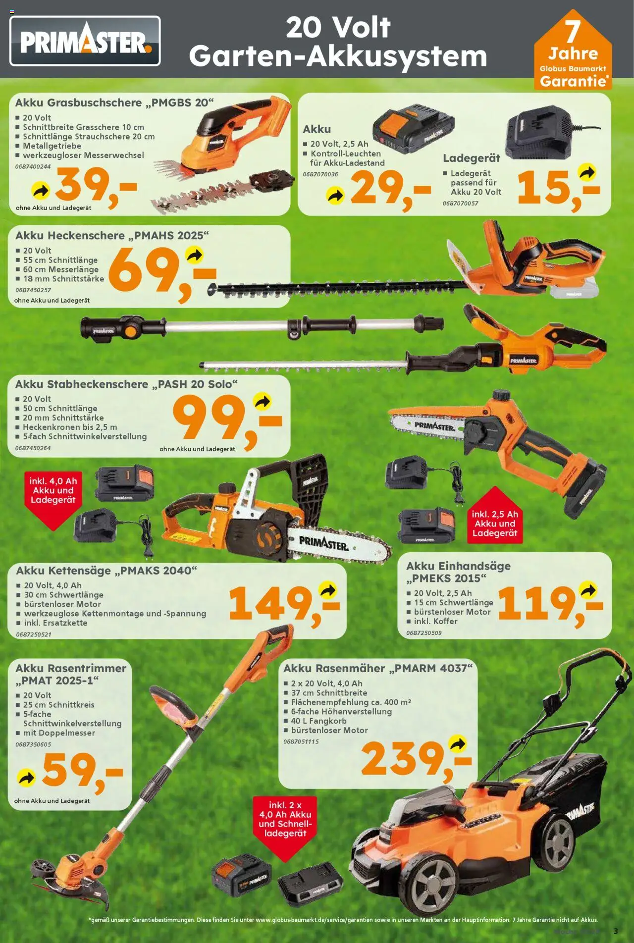 Globus Baumarkt Prospekt 	 - gültig ab dem 28.07.2025 | Seite: 3 | Produkte: Rasenmäher, Koffer, Ladegerät