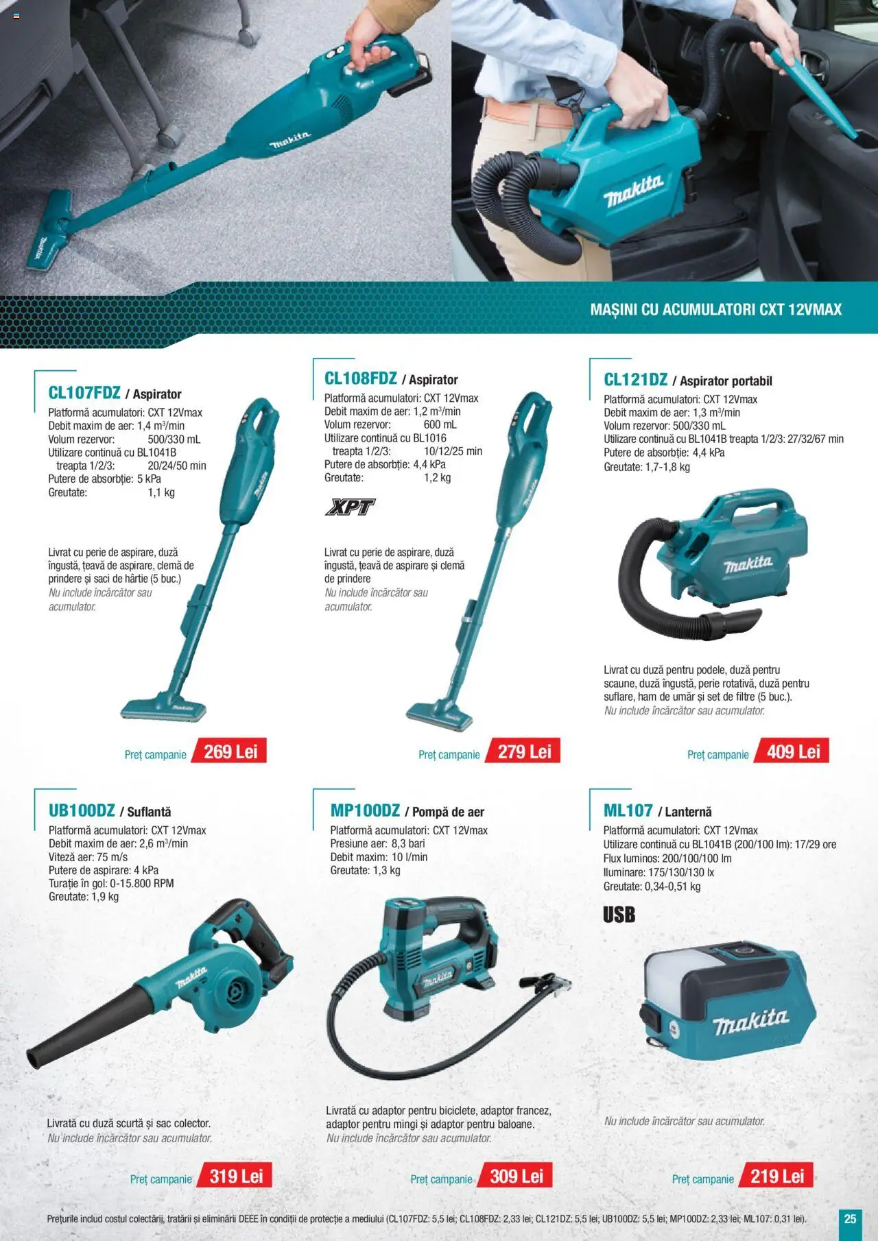 Catalog Makita – valabil de la 01.07.2025 | Pagină: 25 | Produse: Încărcător, Adaptor, Aspirator, Țeavă