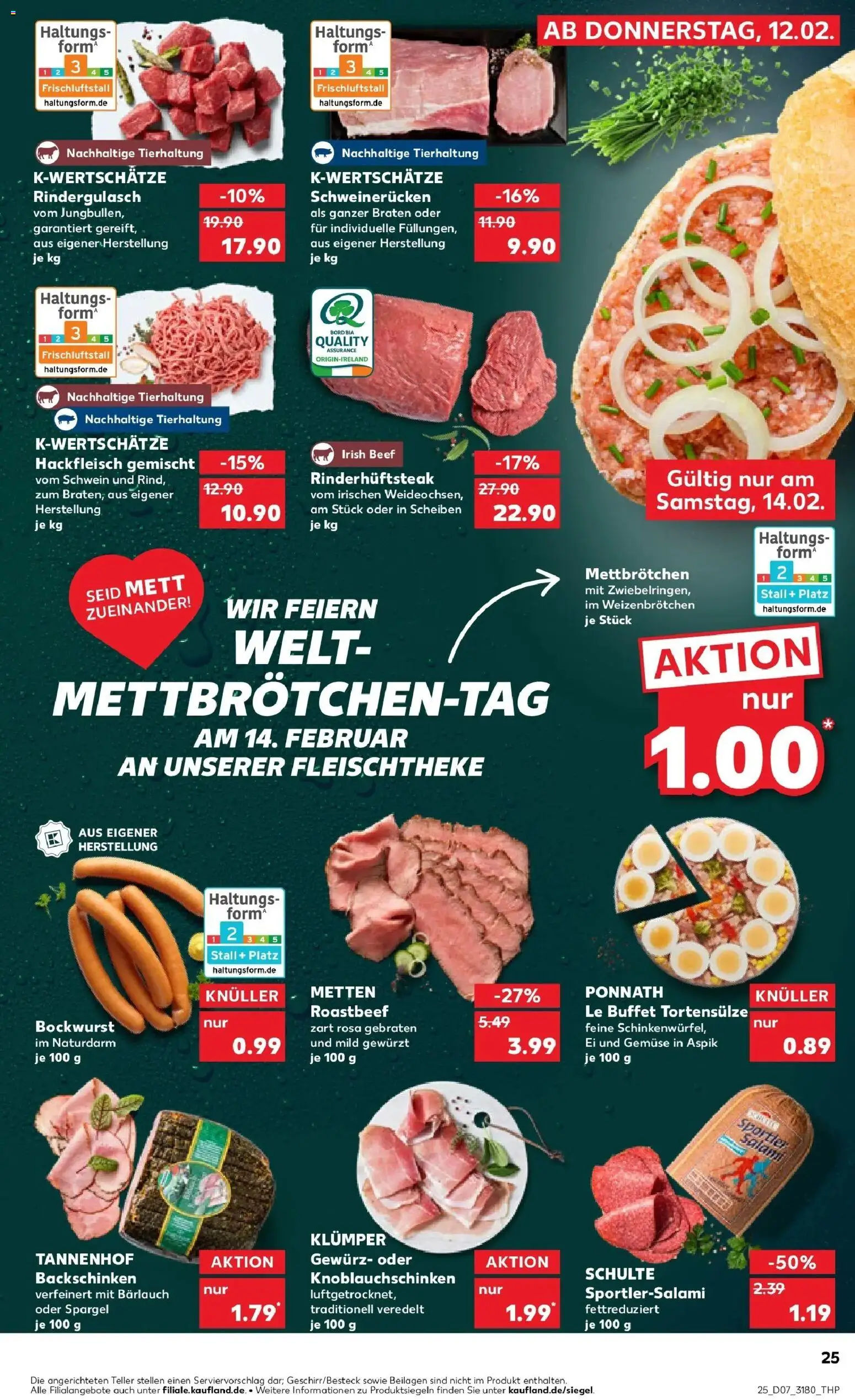 Kaufland prospekt Ahrensfelde	 – gültig ab 16.02.2026 | Seite: 25 | Produkte: Rindergulasch, Roastbeef, Salami, Hackfleisch