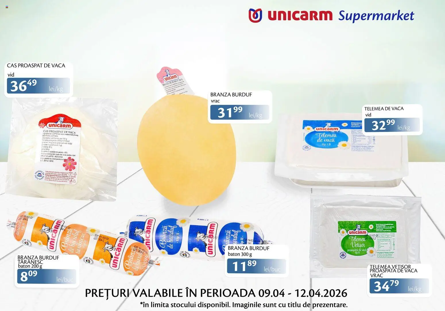 Noul catalog Unicarm – valabil de la 09.04.2026 | Pagină: 5 | Produse: Lapte, Brânză