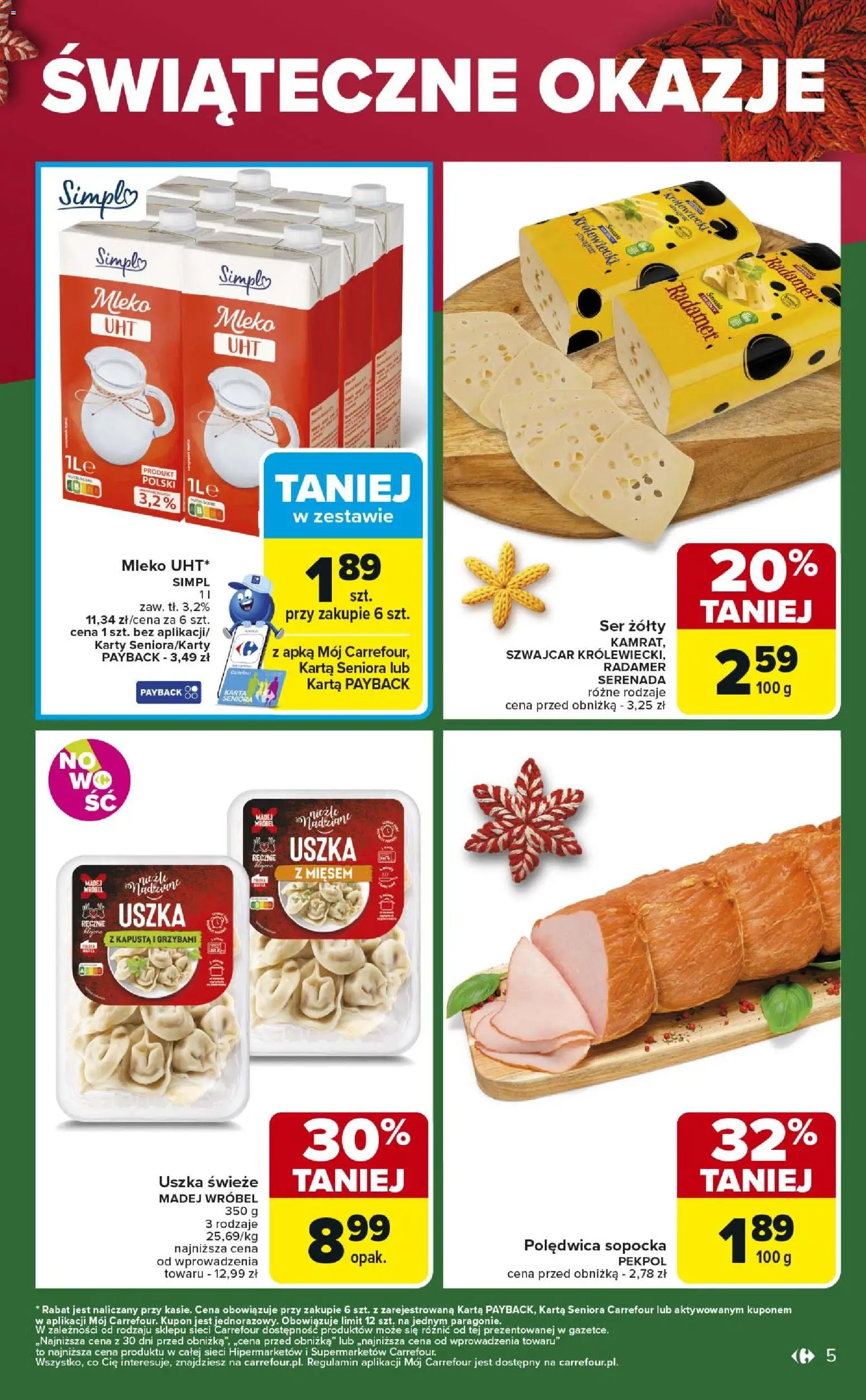 Carrefour Gazetka - Świąteczne okazje od 18.12.2025 | Strona: 5 | Produkty: Ser żółty, Karta, Mleko, Ser
