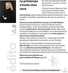 Stanhome - Prévisualisation de Livre des Pépites, Anciennement Panorama, il réunit la sélection de nos indispensables... et de vos prochains coups de cœur. Des produits performants, sûrs et exclusifs, testés, approuvés et recommandés par nos conseillères : de vraies expertes du quotidien, formées pour vous guider avec le bon geste, la bonne dose et la bonne astuce. valide à partir de 23.02.2026 | Page: 2 | Produits: Œufs, Livre