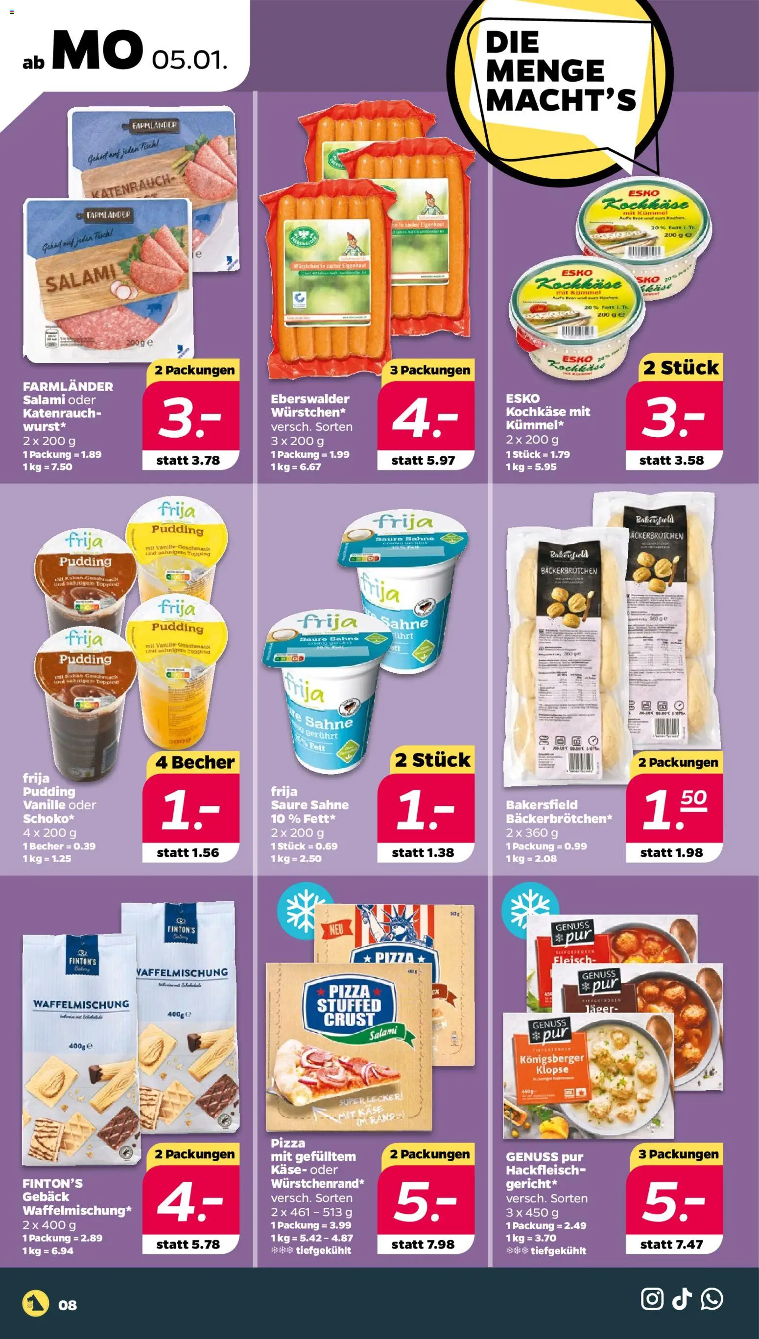 Netto Prospekt 	 – gültig ab 05.01.2026 | Seite: 8 | Produkte: Brot, Pizza, Sahne, Hackfleisch