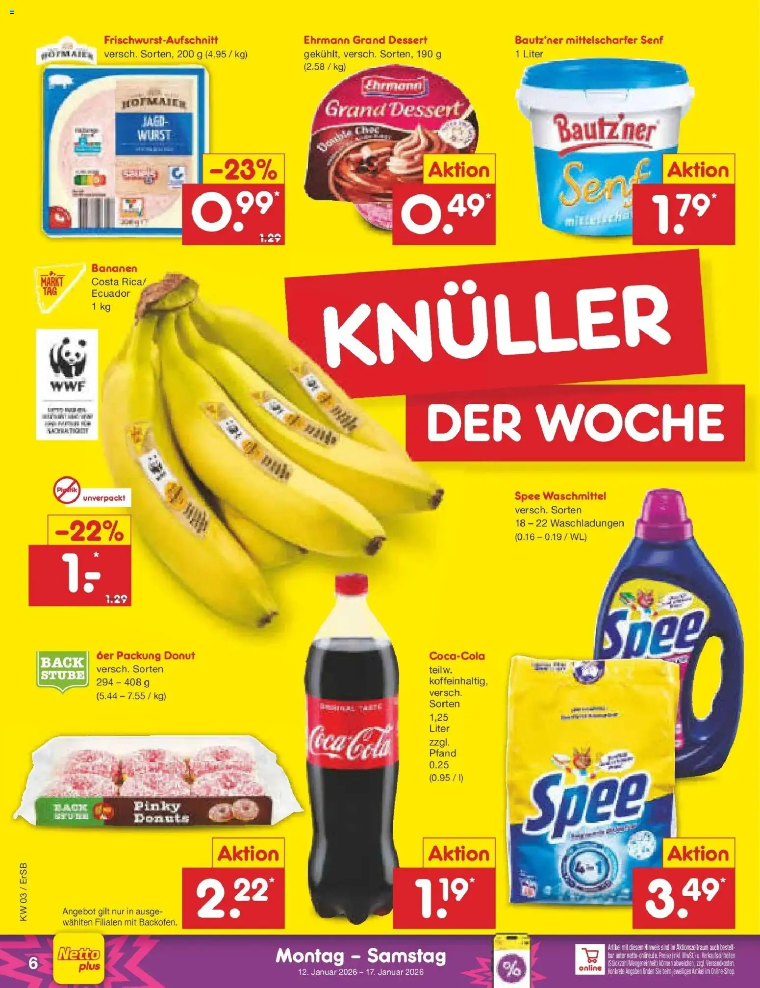 Netto Marken-Discount prospekt Nordhausen	 – gültig ab 12.01.2026 | Seite: 6 | Produkte: Coca cola, Cola, Donuts, Spee