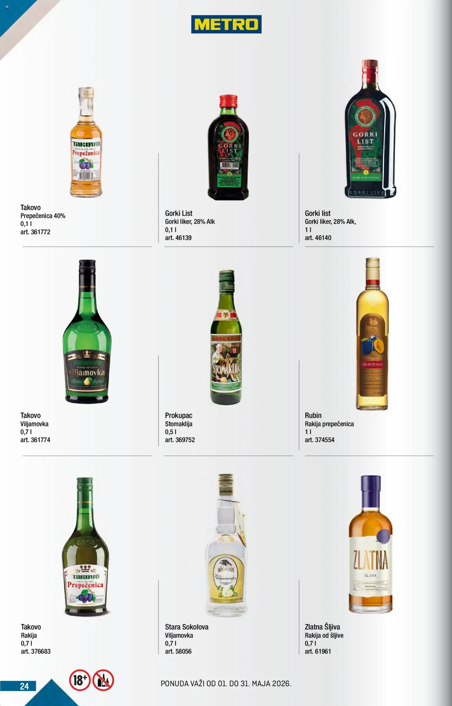 Metro katalog - važi od 01.05.2026 | Strana: 24 | Proizvode: Rakija, Šljiva