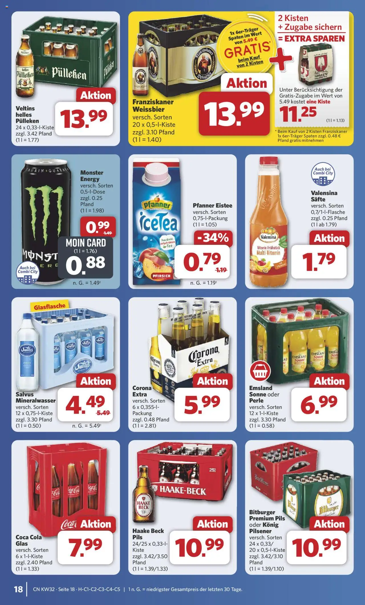 Combi Prospekt 	 - gültig ab dem 03.08.2025 | Seite: 22 | Produkte: Bitburger, Coca cola, Valensina, Pfirsich