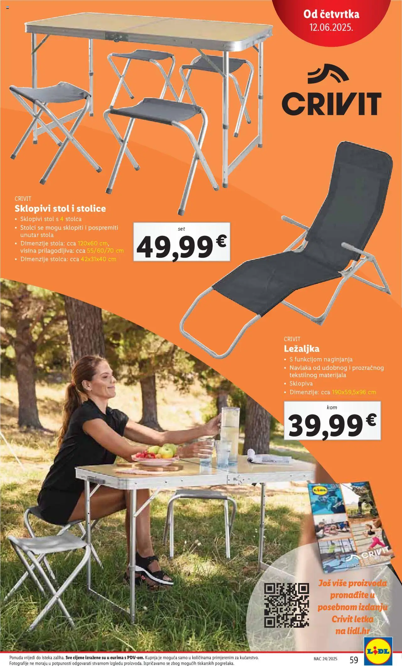 Lidl katalog | vrijedi od 09.06.2025 | Stranica: 59 | Proizvodi: Ležaljka, Stol