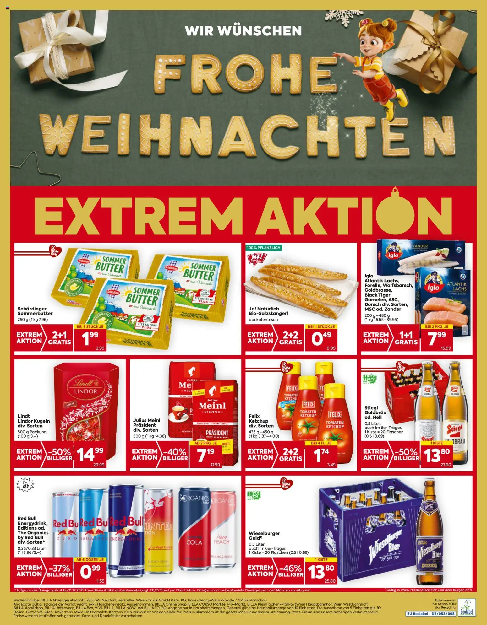 Billa AT akciós ujság - amely érvényes a következő dátumtól: 18.12.2025 | Oldal: 16 | Termékek: Red bull, Cola, Ketchup