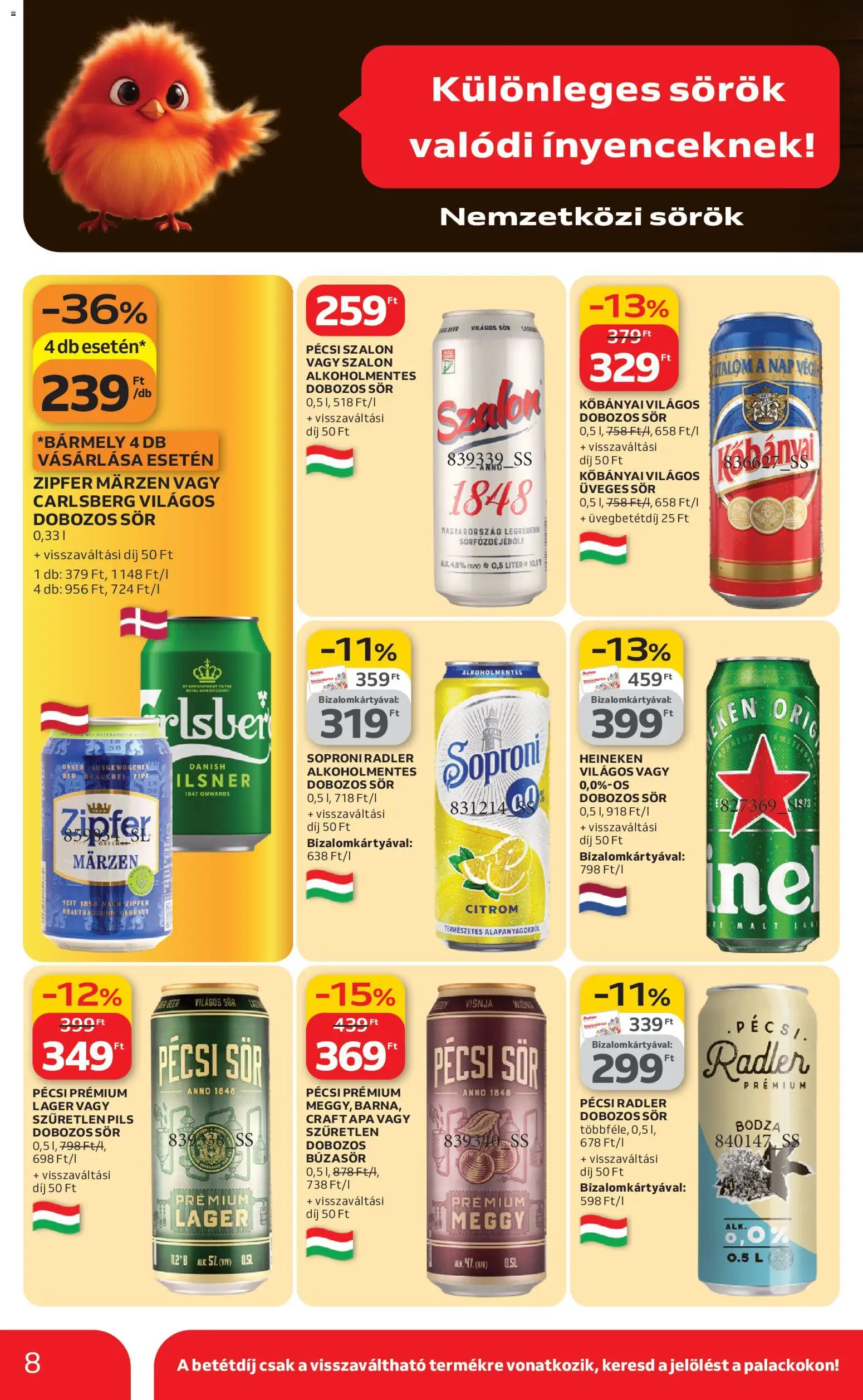 Auchan akciós ujság - amely érvényes a következő dátumtól: 05.03.2026 | Oldal: 8 | Termékek: Búzasör, Heineken, Meggy, Sör