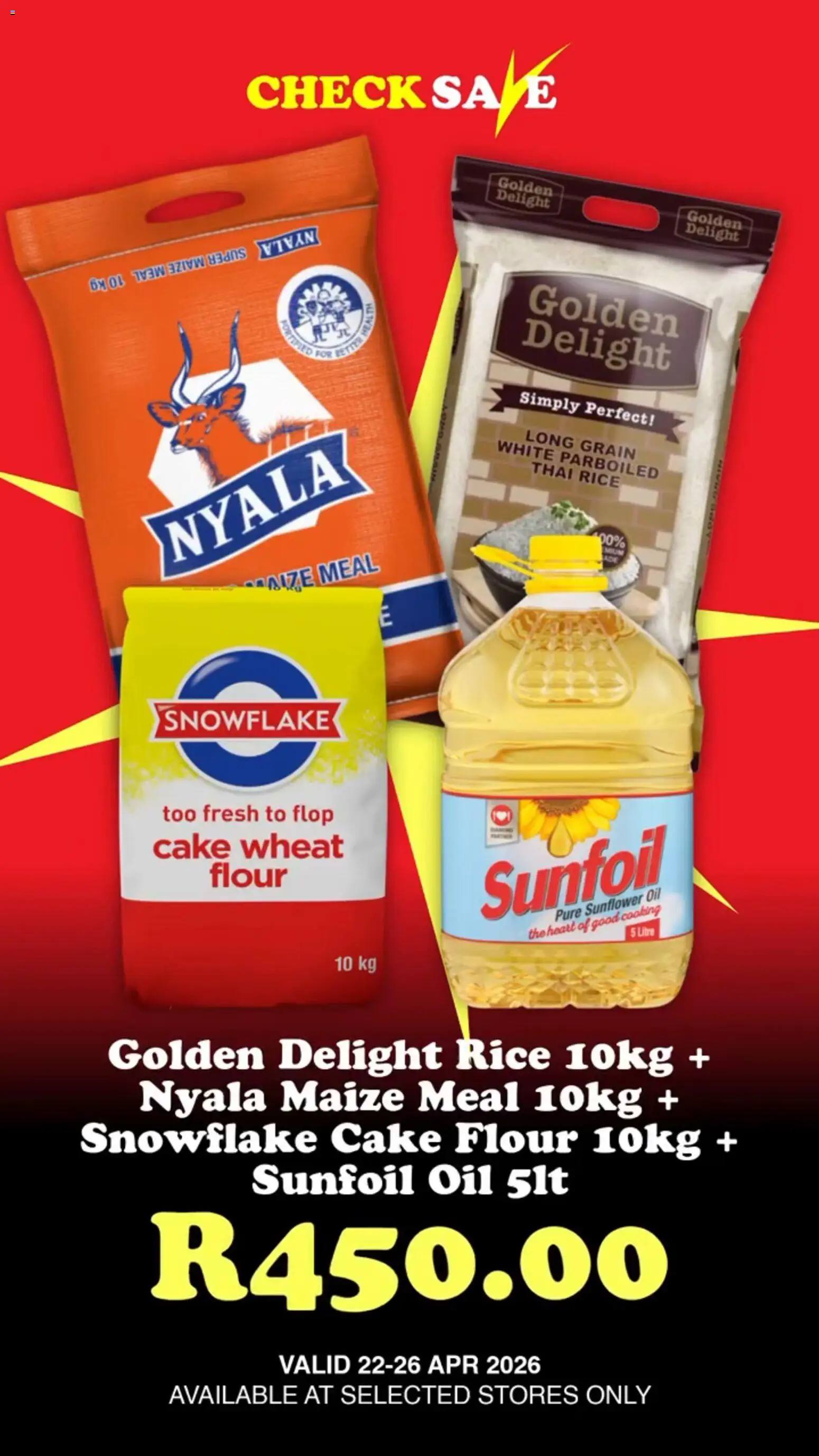 New Check Save catalogue – valid from 22.04.2026 | Page: 10 | Products: Cake, Flour, Maize meal, Rice