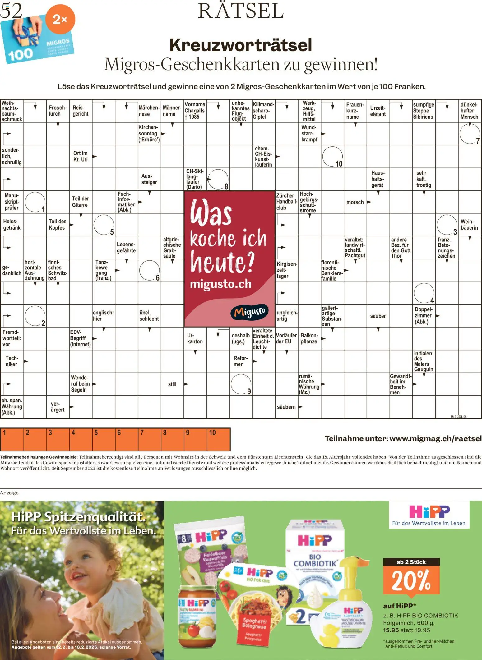 Migros Magazin – gültig ab 11.02.2026 | Seite: 52 | Produkte: Handball, Wein, Reis, Pasta