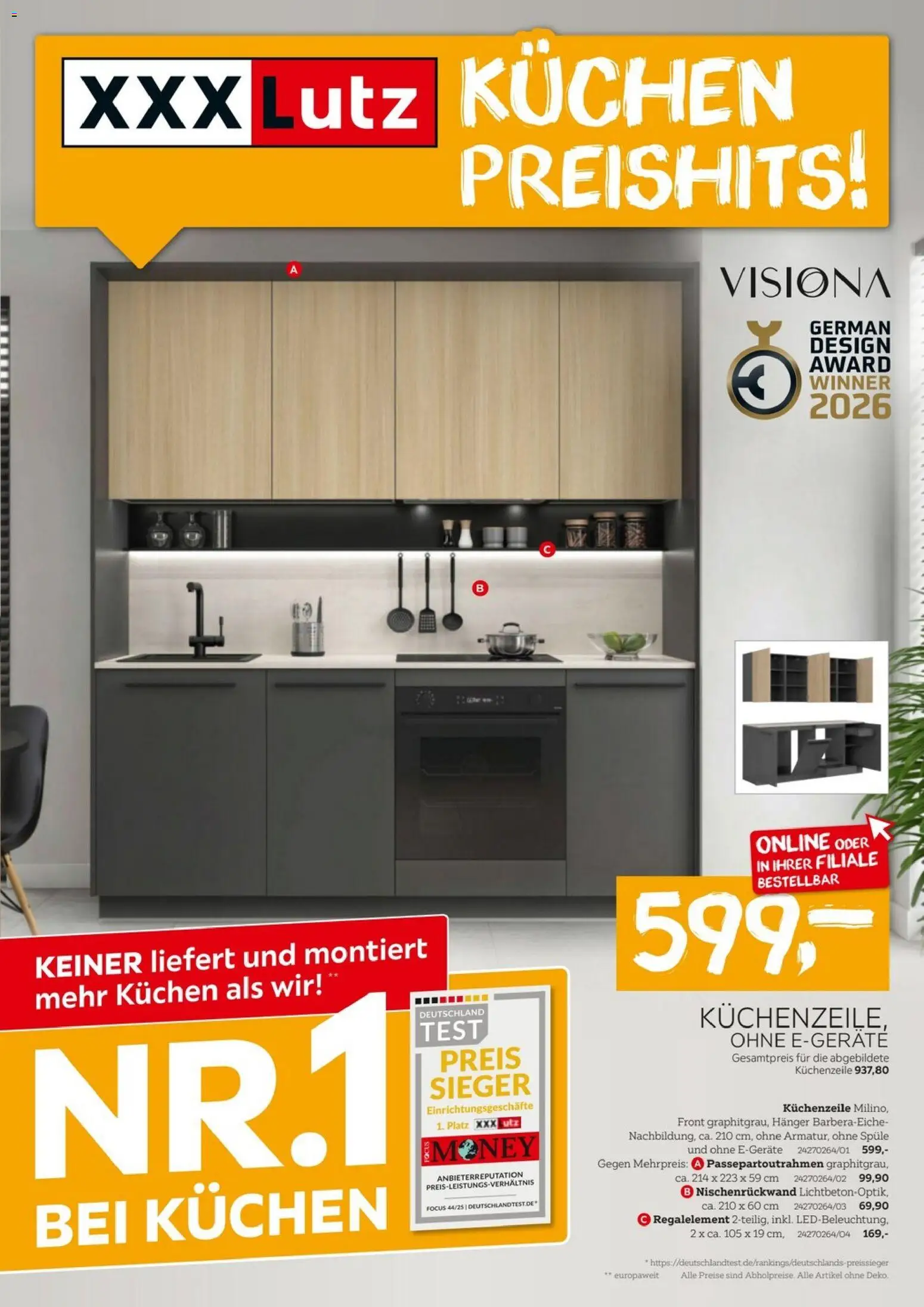 XXXL Lutz Küchen-Preishits – gültig ab 08.03.2026 | Seite: 1 | Produkte: Küchenzeile, Kuchen