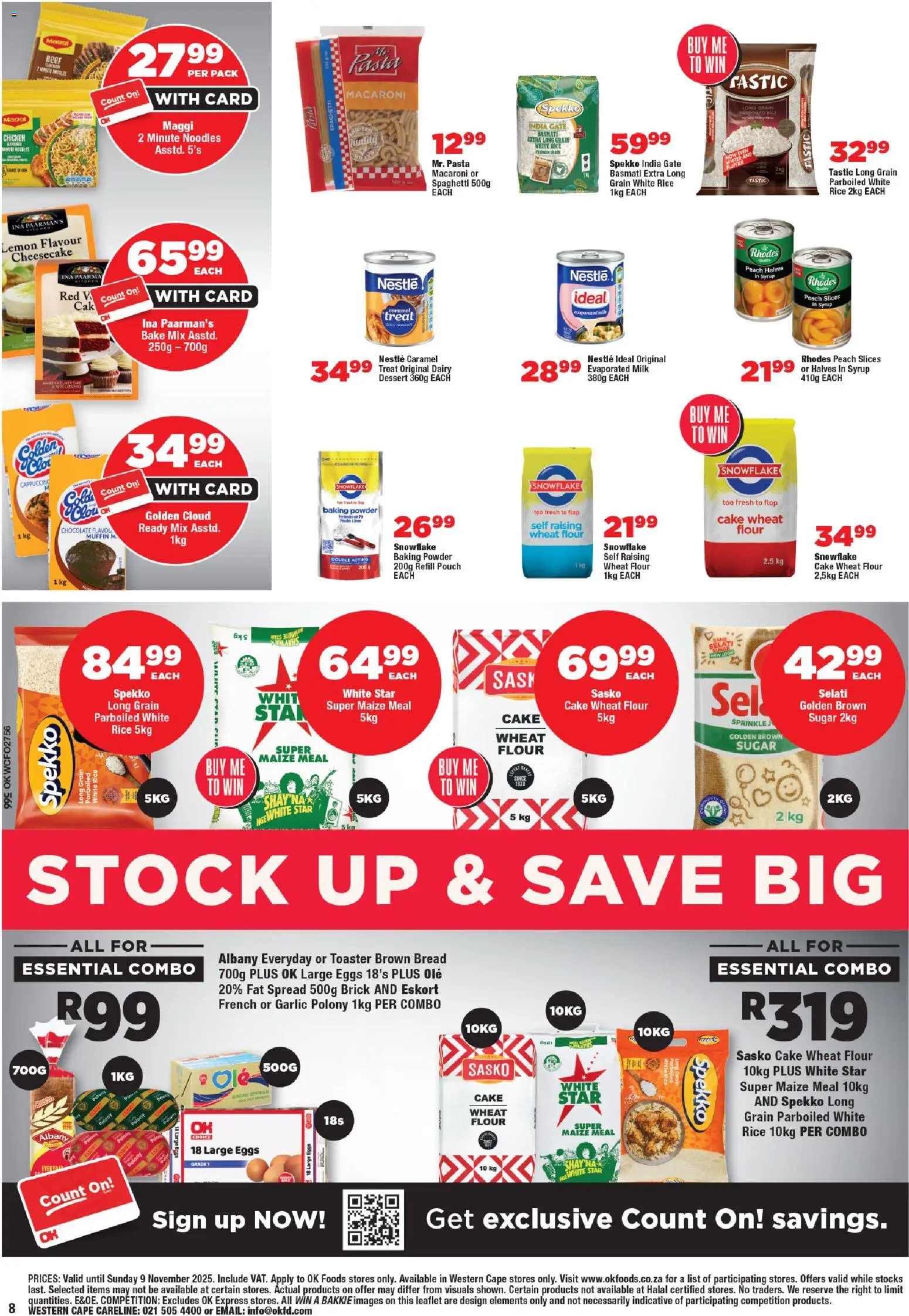 New OK Foods catalogue – valid from 24.10.2025 | Page: 8 | Products: Flour, Beer, Pasta, Syrup