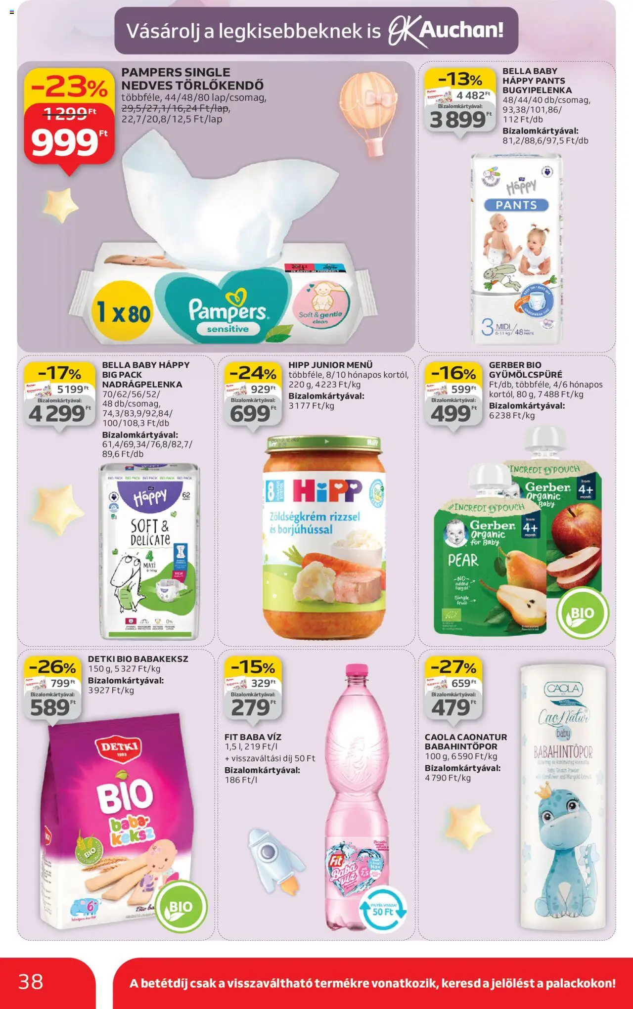 Auchan akciós ujság - amely érvényes a következő dátumtól: 24.10.2025 | Oldal: 38 | Termékek: Pampers, Törlőkendő, Nedves törlőkendő, Keksz