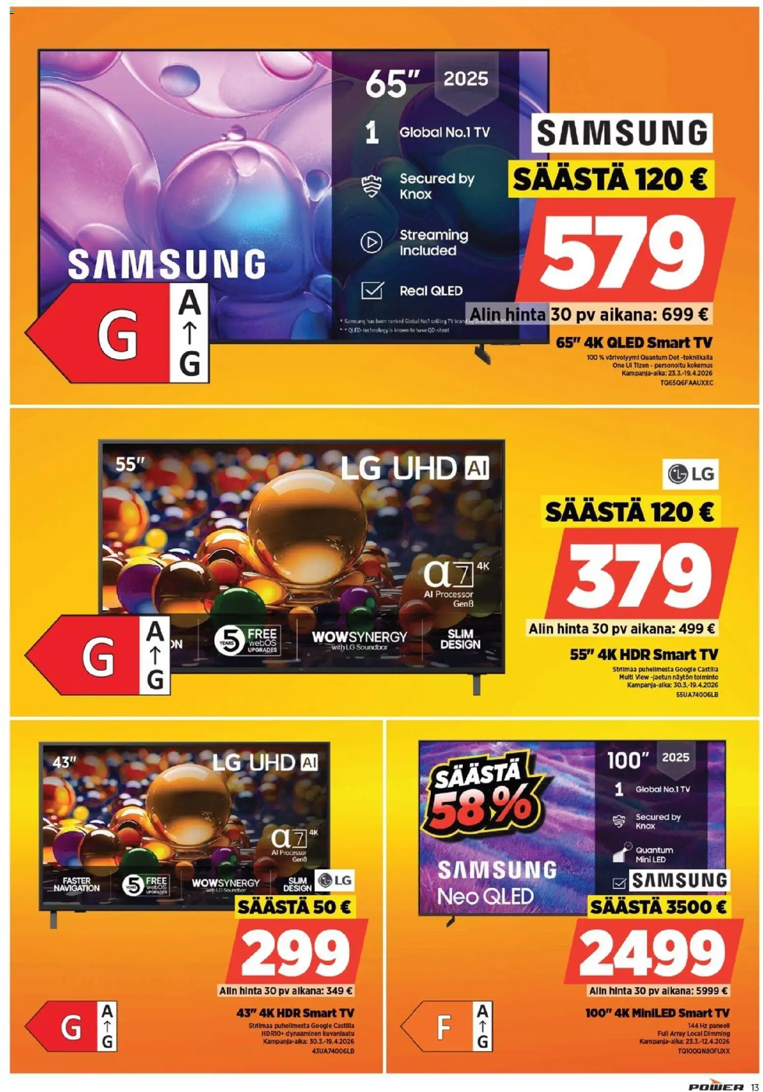 Power tarjoukset – voimassa 30.03.2026 alkaen | Sivu: 13 | Tuotteet: Soundbar, TV