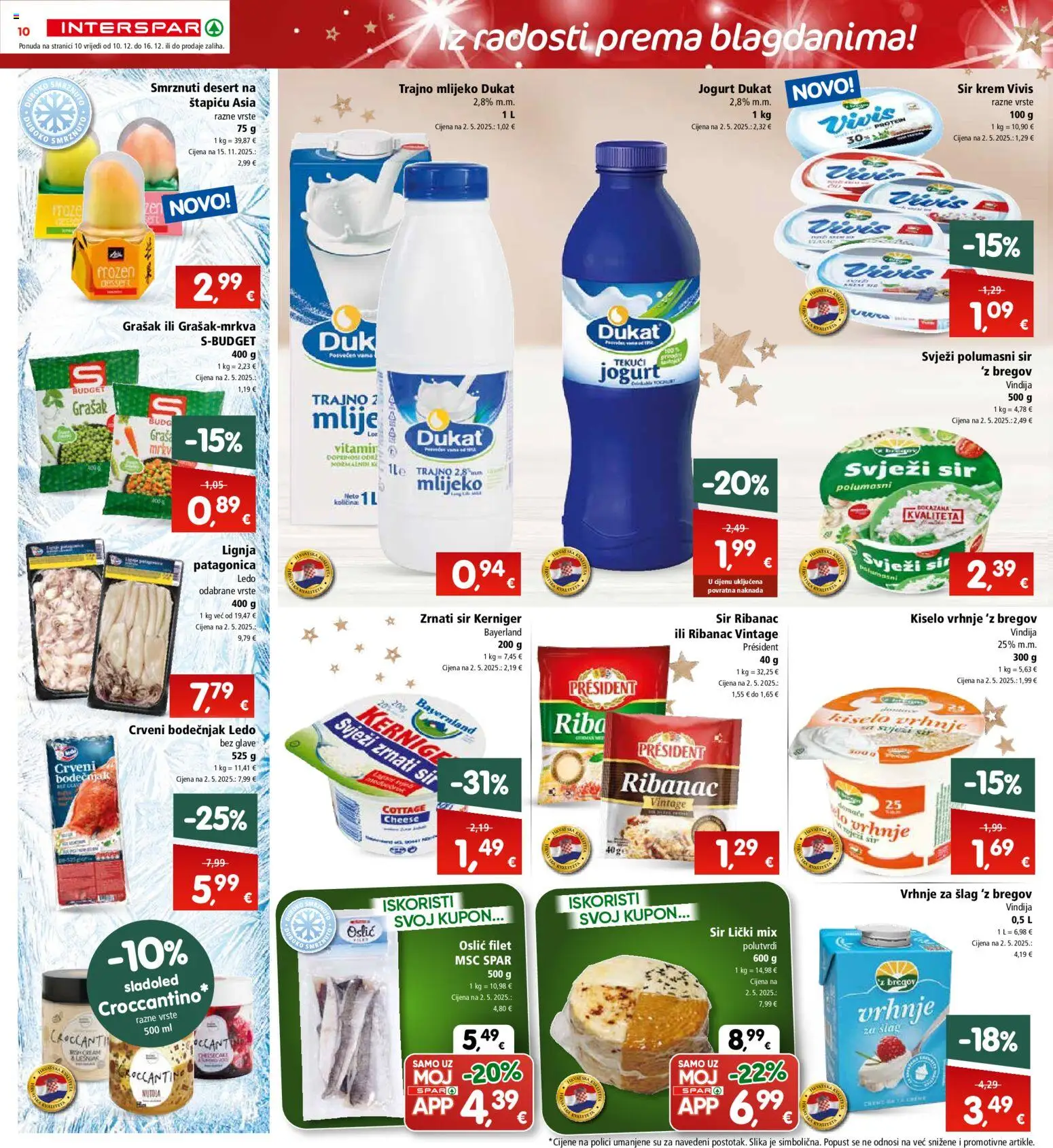Interspar katalog | vrijedi od 10.12.2025 | Stranica: 10 | Proizvodi: Vindija, Riba, Ledo, Grašak