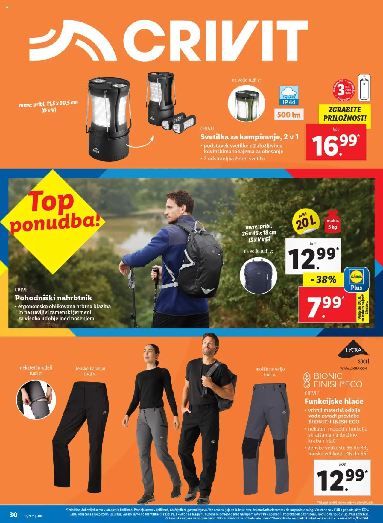 Lidl - Ljubljana │ velja od 14.08.2025 | Stran: 64 | Izdelki: Blazina, Svetilka, Hlace, Nahrbtnik