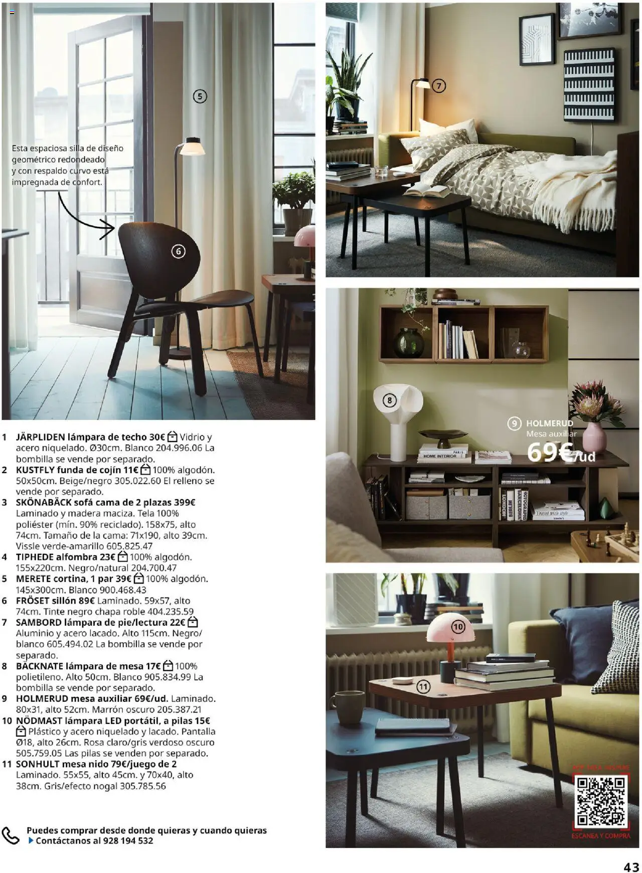 Catálogo IKEA Salones │ válido desde el 01.09.2025 | Página: 43 | Productos: Sillón, Mesa, Silla, Lámpara