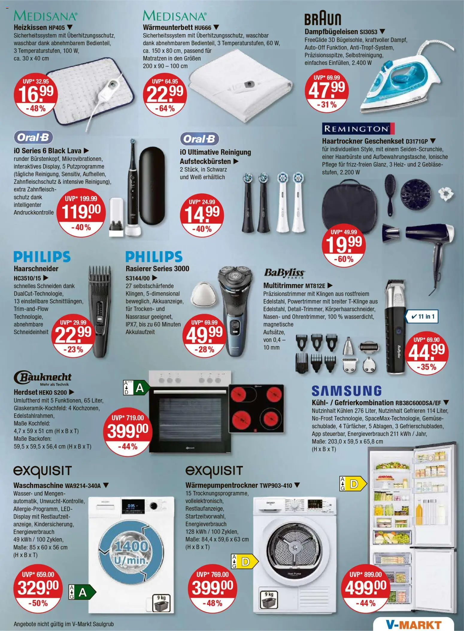 V-Markt - Schwaben / Oberbayern – gültig ab 18.12.2025 | Seite: 17 | Produkte: Rasierer, Wasser, Backofen, Heizkissen