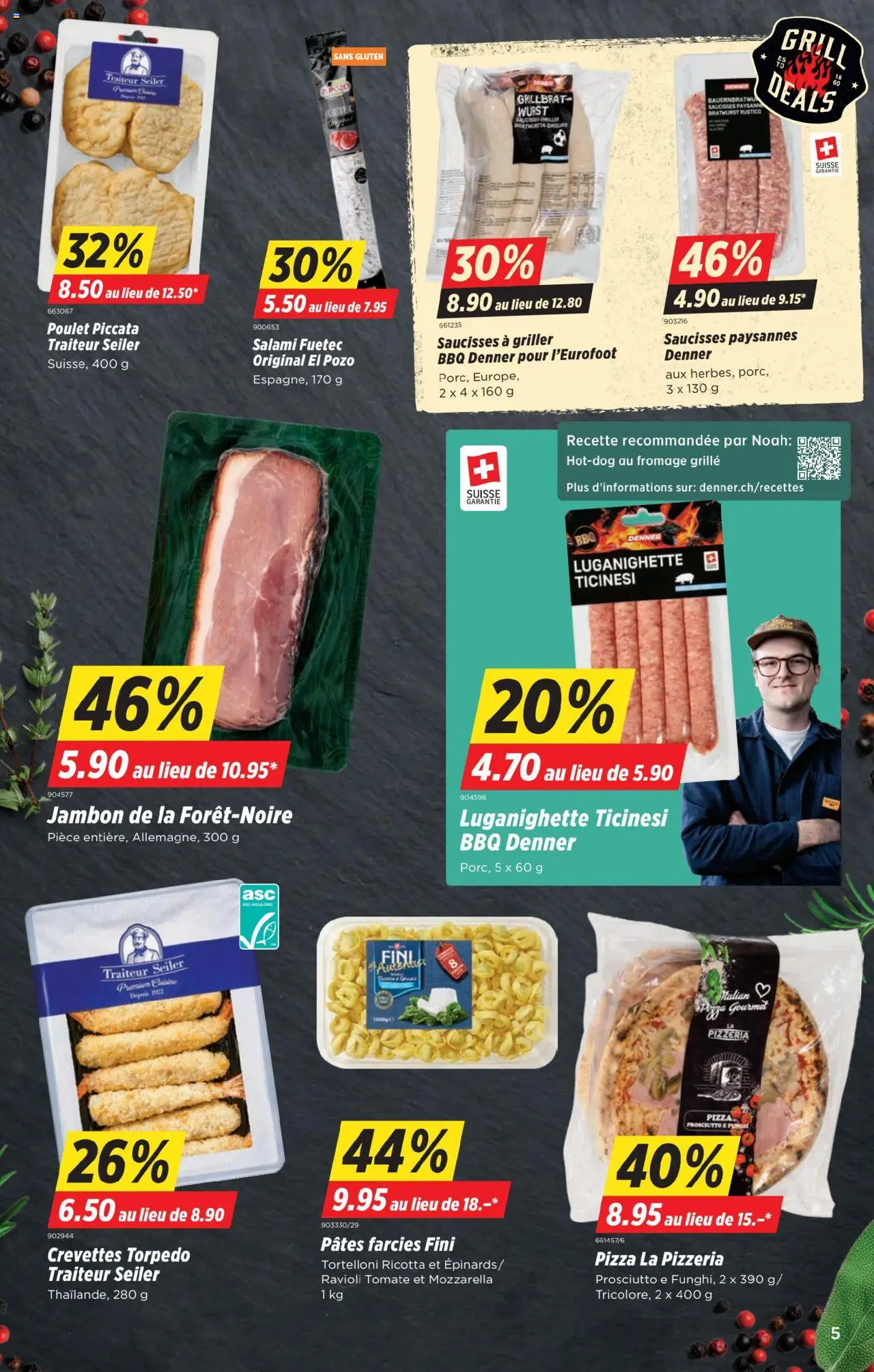 Denner Prospectus ab 22.07.2025 | Seite: 5 | Produkte: Pasta, Wurst, Griller, Grill