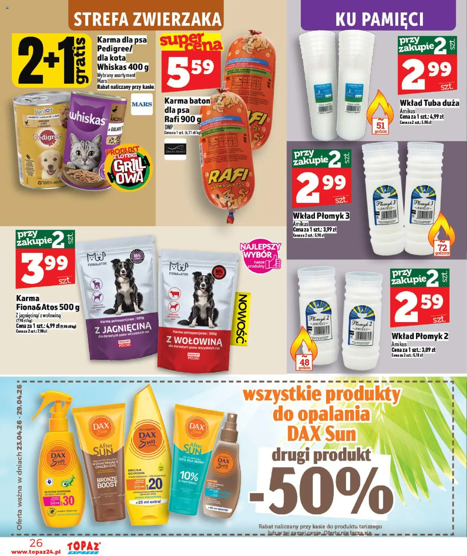 Topaz gazetka - Express od 23.04.2026 | Strona: 26 | Produkty: Kaczka, Jagnięcina, Pedigree, Wołowina
