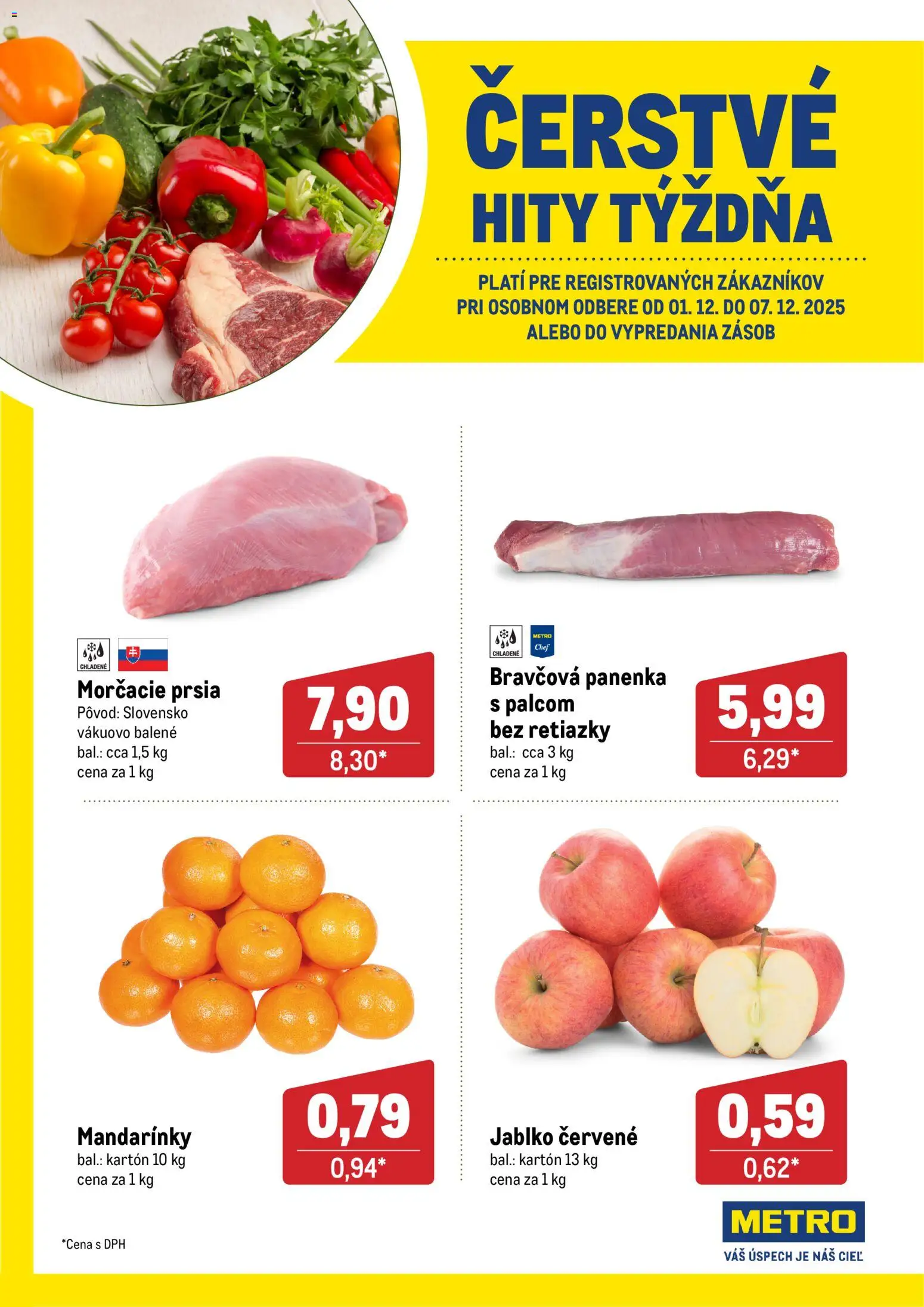 Nové Metro akcie – leták je platný od 01.12.2025 | Strana: 1 | Produkty: Bravčová panenka, Mandarinky