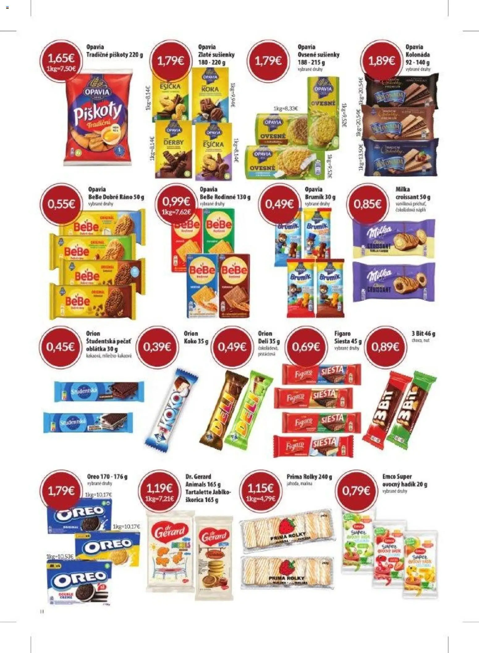 Nové KARMEN CBA akcie – leták je platný od 05.03.2026 | Strana: 11 | Produkty: BeBe Dobré ráno, Croissant, Študentská pečať, Milka