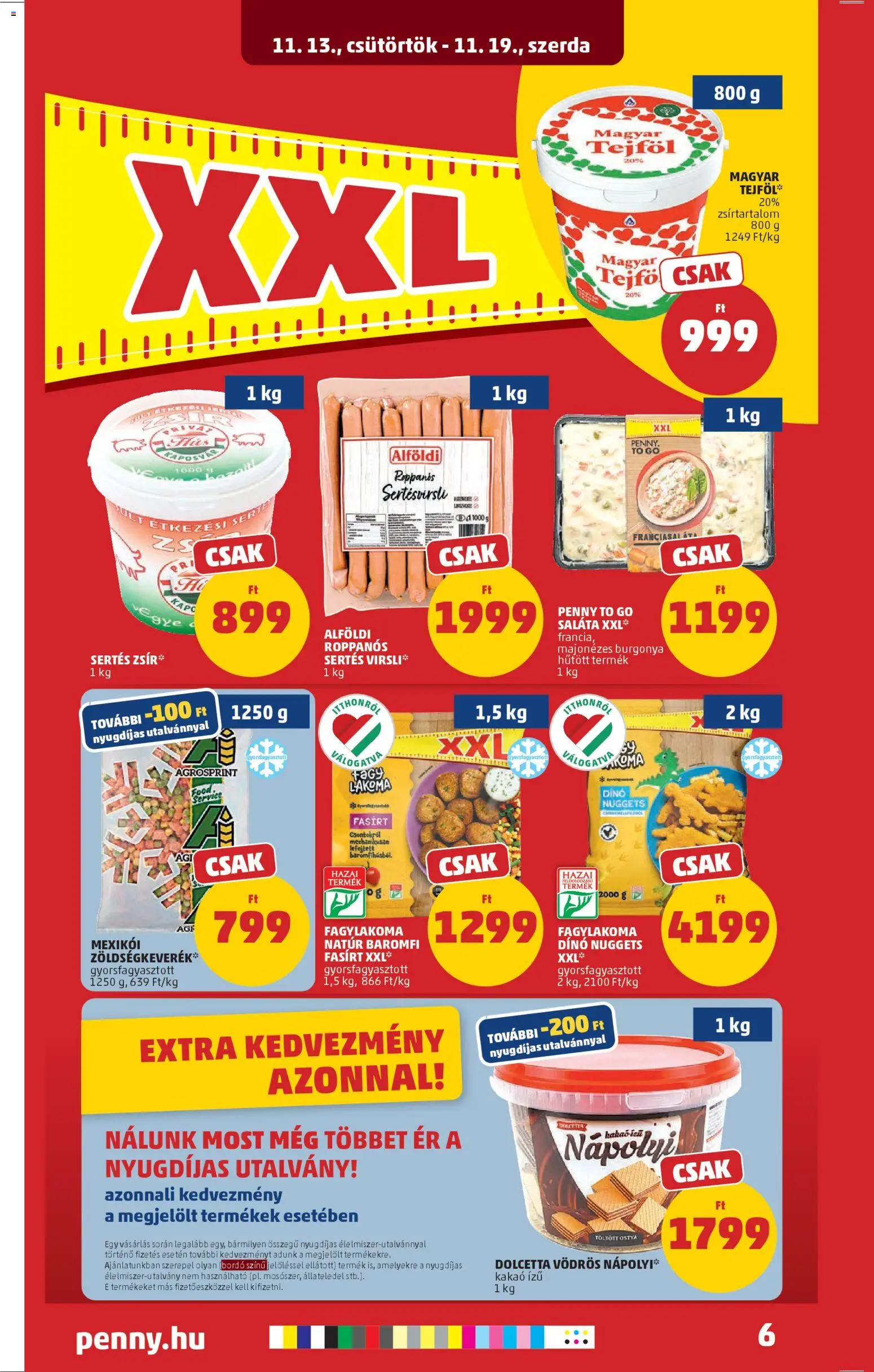 PENNY akciós ujság - amely érvényes a következő dátumtól: 13.11.2025 | Oldal: 8 | Termékek: Nuggets, Tejföl, Saláta, Nápolyi