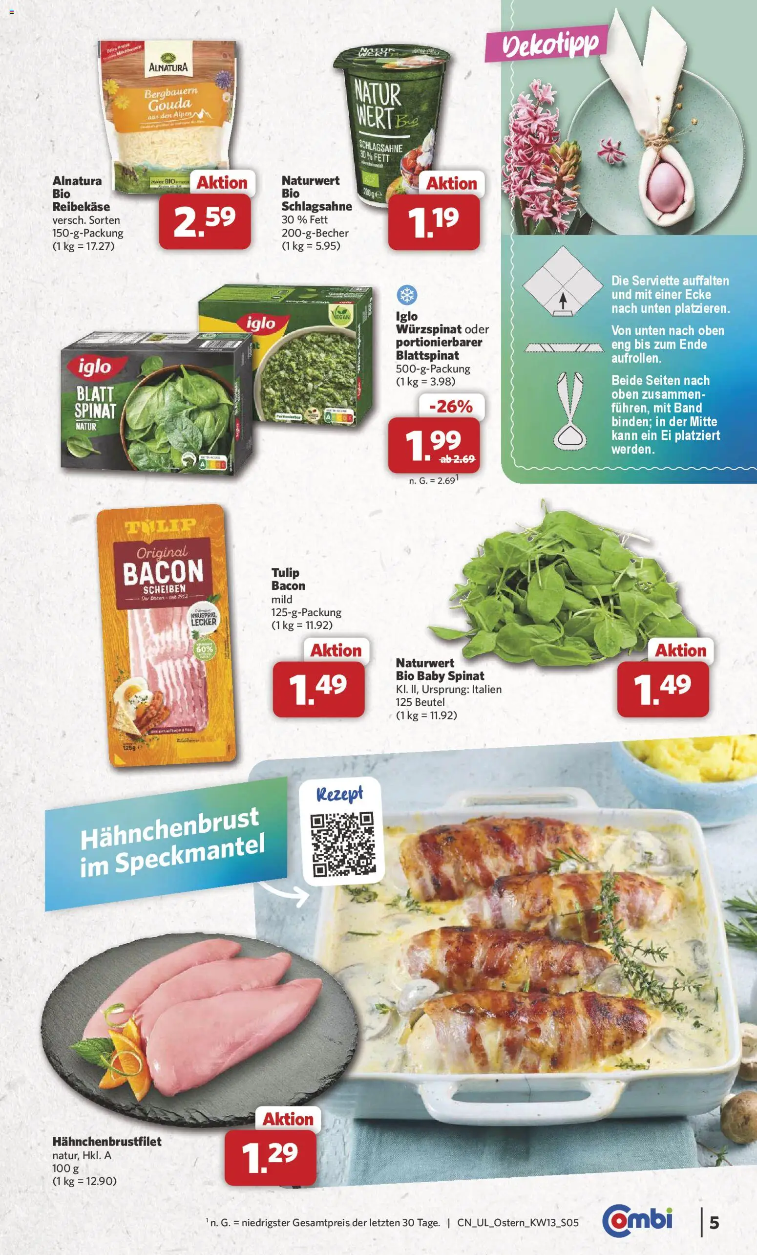Combi Ostern – gültig ab 22.03.2026 | Seite: 5 | Produkte: Gouda, Iglo, Reibekase, Hahnchenbrust