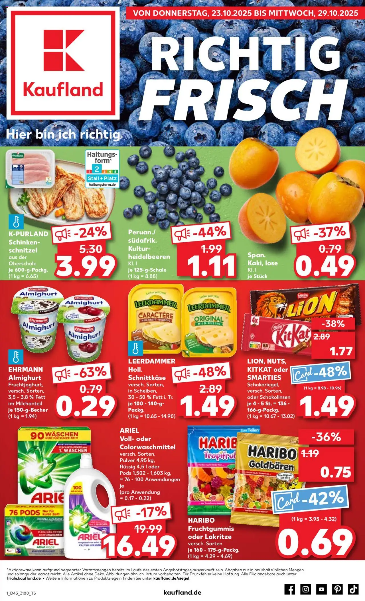 Kaufland prospekt Leipzig	 – gültig ab 23.10.2025 | Seite: 1 | Produkte: Ehrmann almighurt, Haribo, Schnitzel, Leerdammer