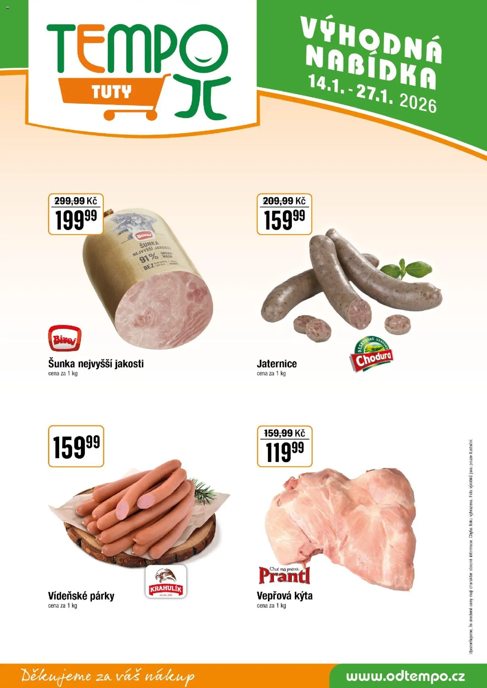 Tempo leták - Tuty od 14.01.2026 | Strana: 9 | Produkty: Šunka, Párky, Vepřová Kýta, Kýta