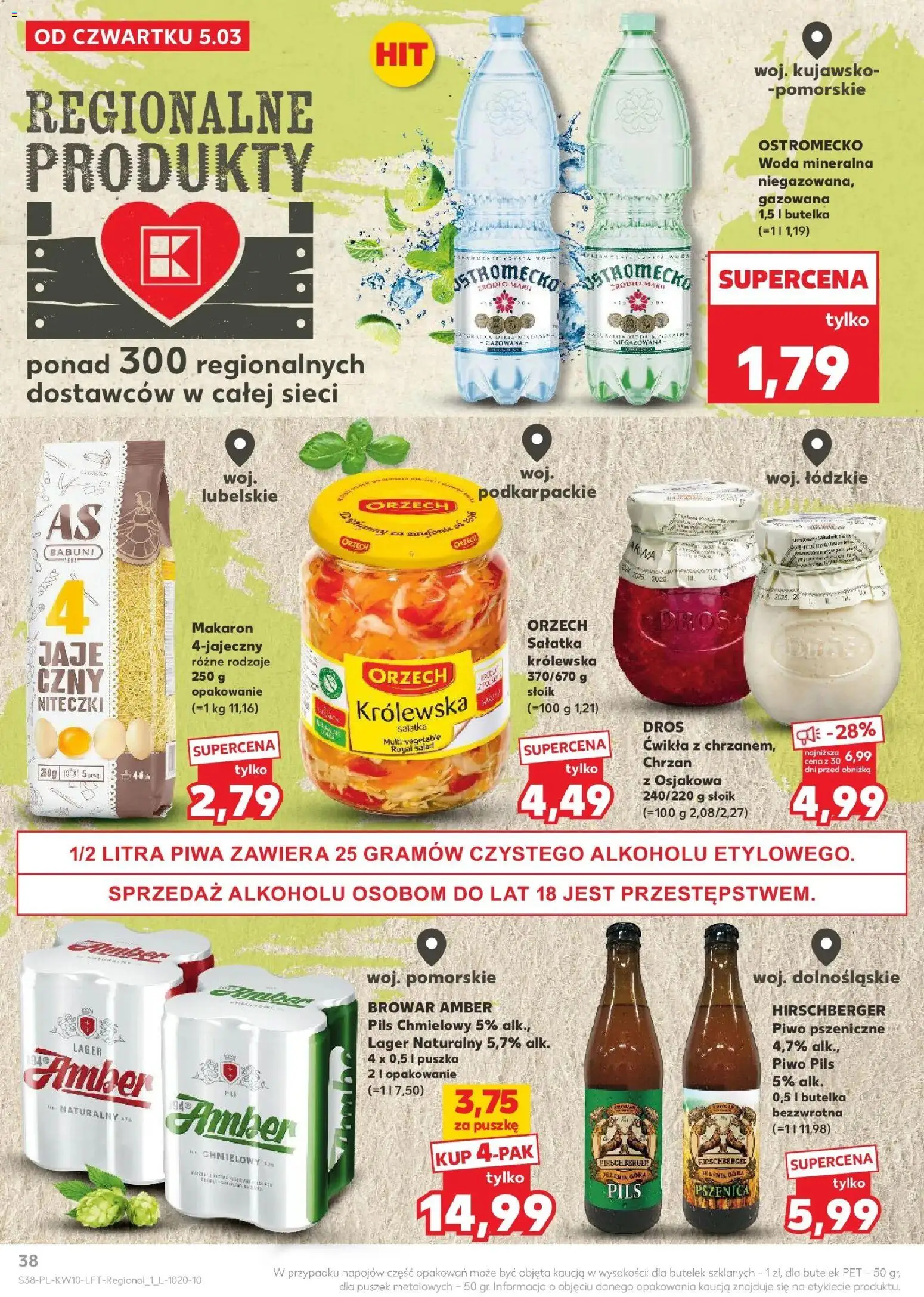 Kaufland gazetka od 05.03.2026 | Strona: 38 | Produkty: Chrzan, Piwo, Sałatka, Woda