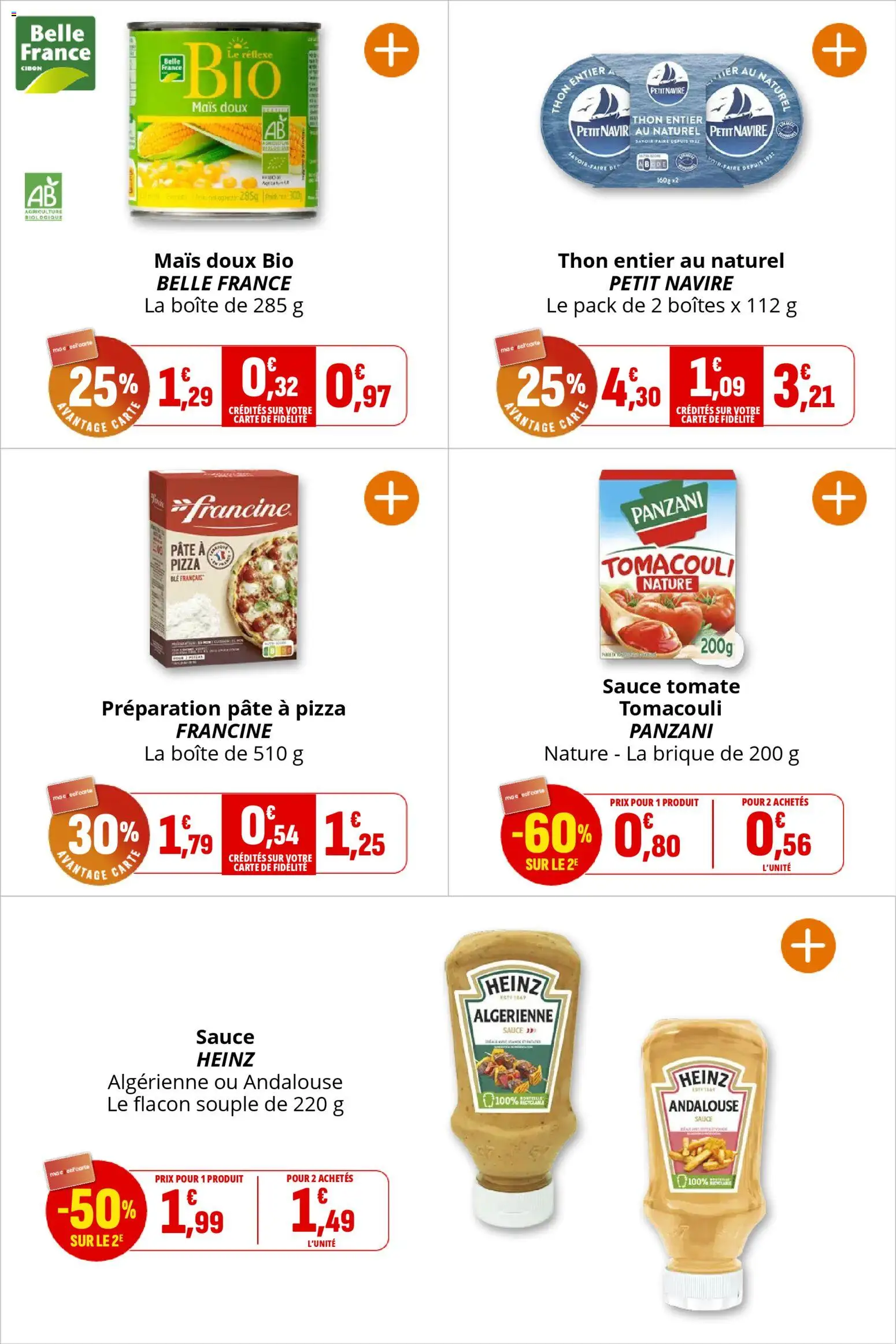 {H1} | Page: 23 | Produits: Mais, Pâte à pizza, Thon, Pizza