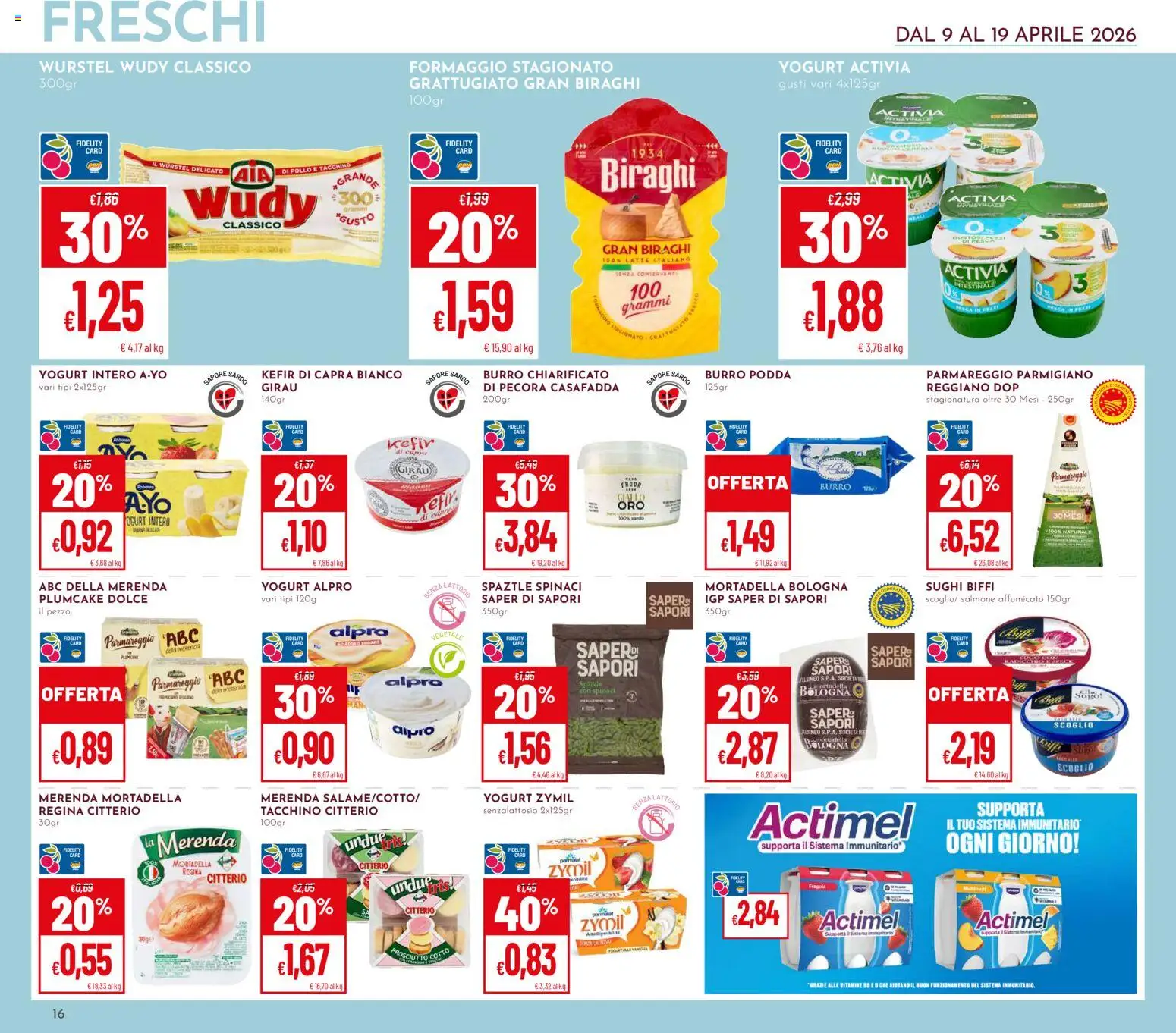 Volantino Pan del 09.04.2026 | Pagina: 16 | Prodotti: Salmone affumicato, Yogurt, Salmone, Wurstel