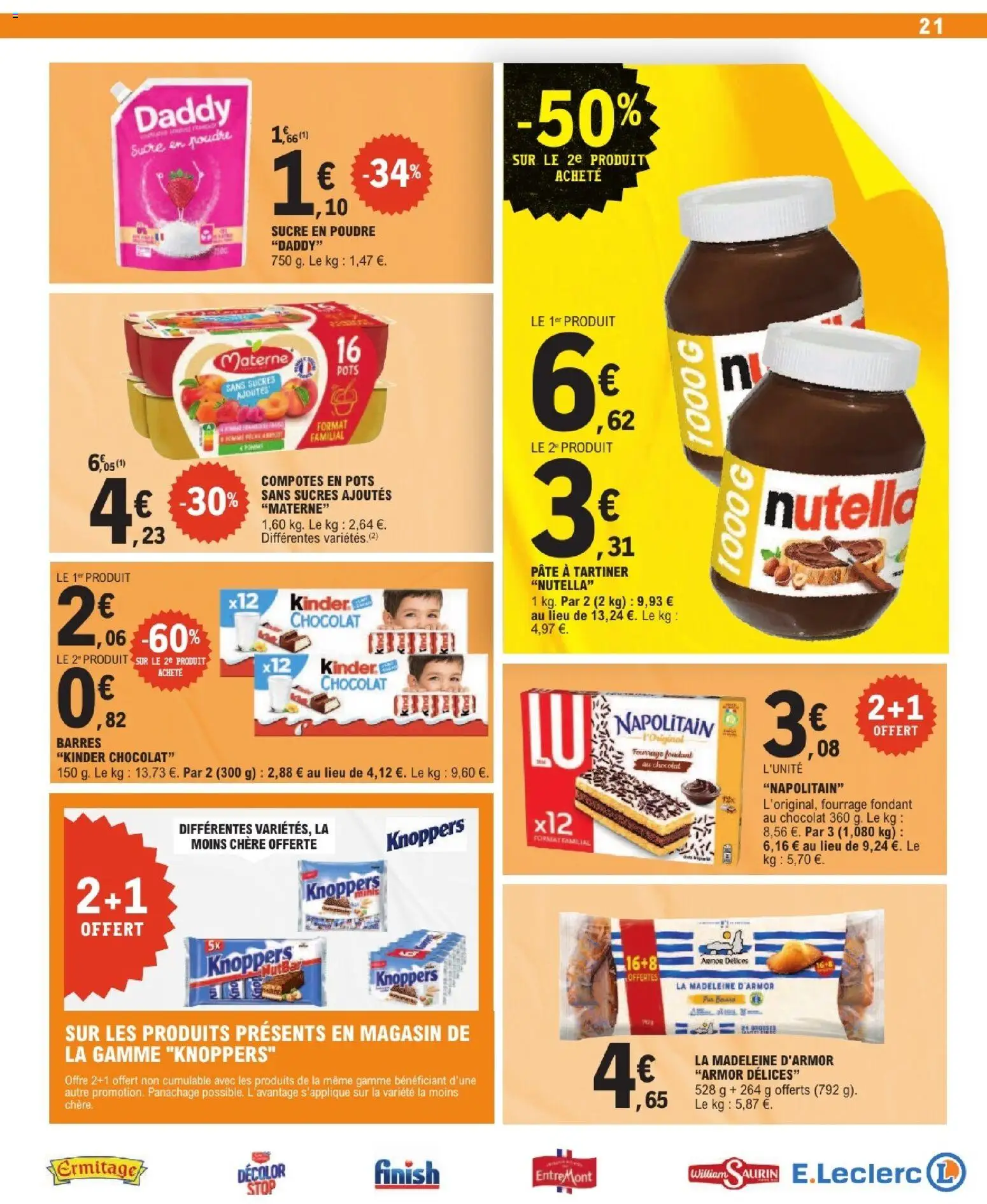 {H1} | Page: 21 | Produits: Poudre, Sucre en poudre, Pâte à tartiner, Chocolat