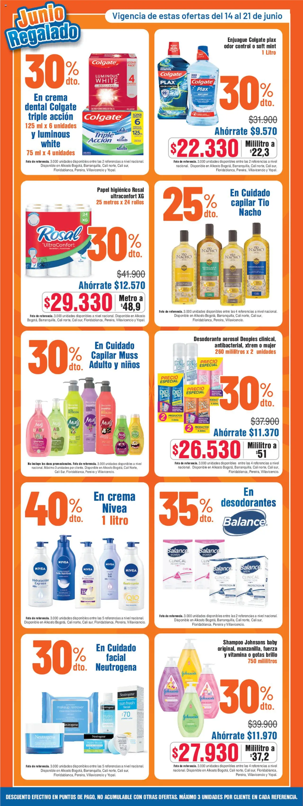 Alkosto folleto │ válido desde el 14.06.2025 | Página: 5 | Productos: Desodorante, Papel higienico, Crema, Body
